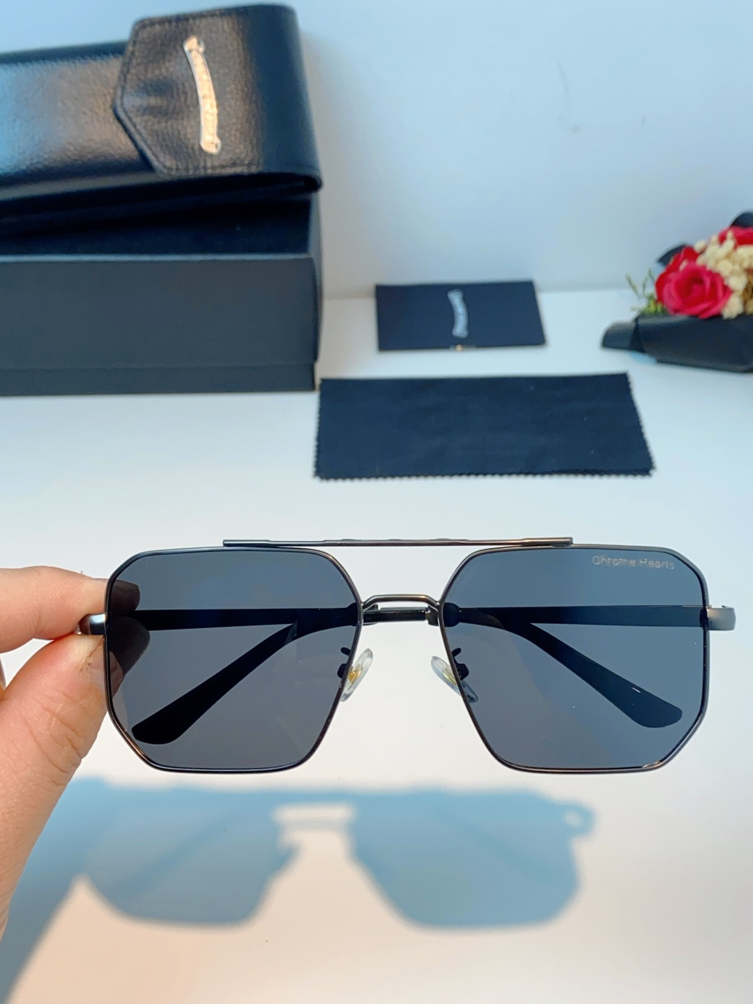 Chrome Hearts 克罗心 2025新款57S金属方形男士偏光商务款墨镜女高级感太阳眼镜防晒潮男