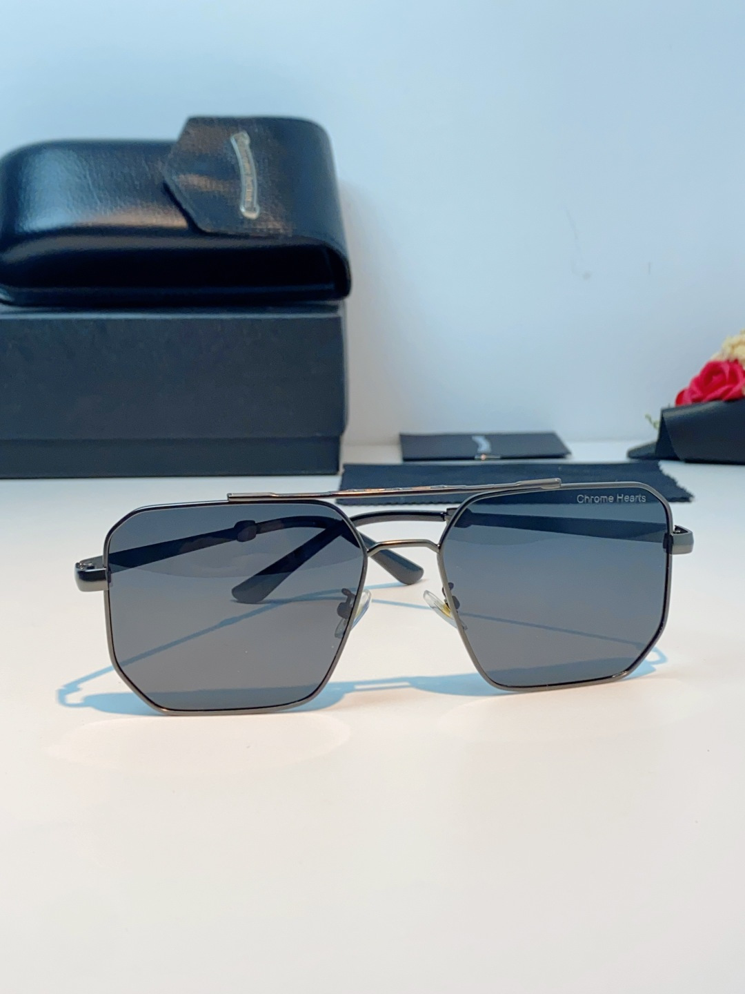 Chrome Hearts 克罗心 2025新款57S金属方形男士偏光商务款墨镜女高级感太阳眼镜防晒潮男