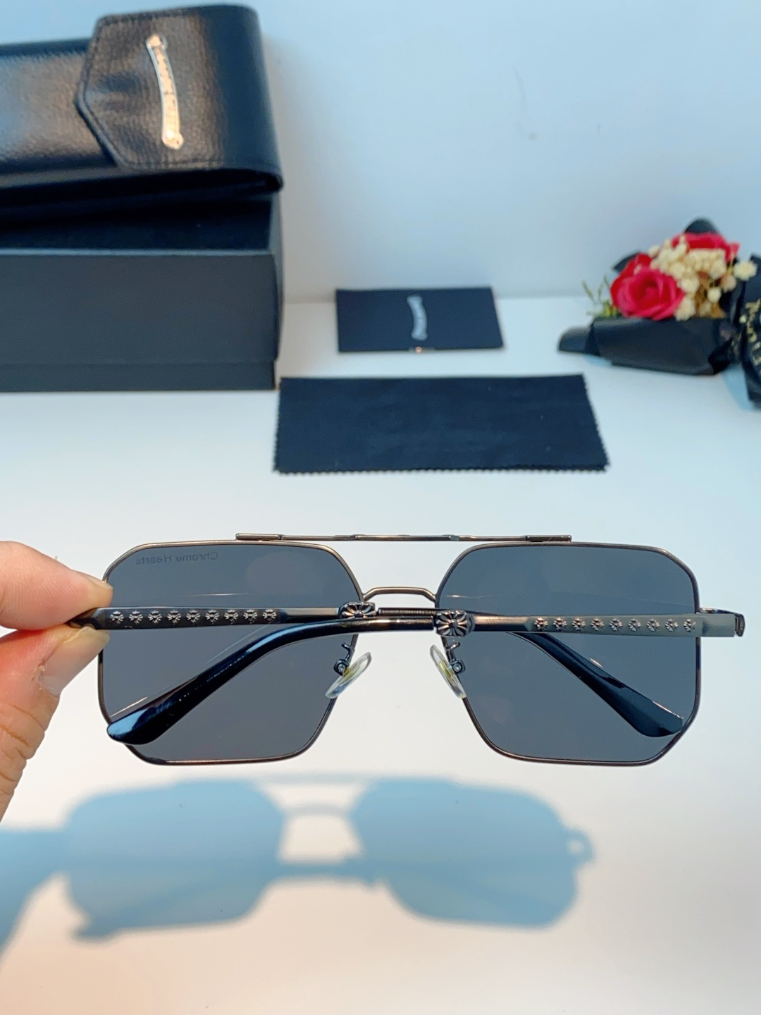 Chrome Hearts 克罗心 2025新款57S金属方形男士偏光商务款墨镜女高级感太阳眼镜防晒潮男