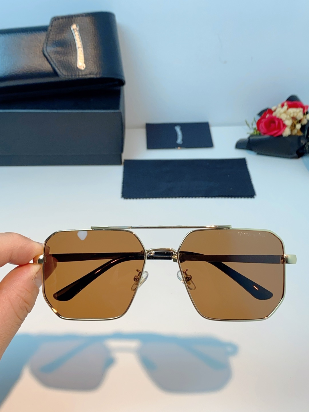 Chrome Hearts 克罗心 2025新款57S金属方形男士偏光商务款墨镜女高级感太阳眼镜防晒潮男