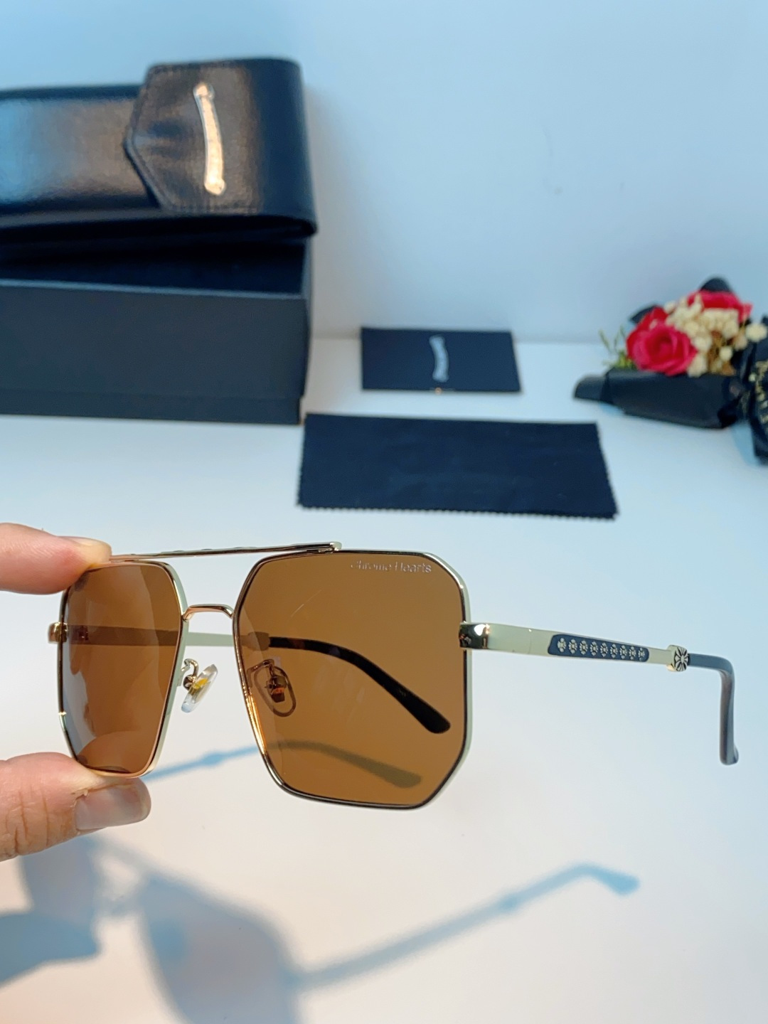 Chrome Hearts 克罗心 2025新款57S金属方形男士偏光商务款墨镜女高级感太阳眼镜防晒潮男