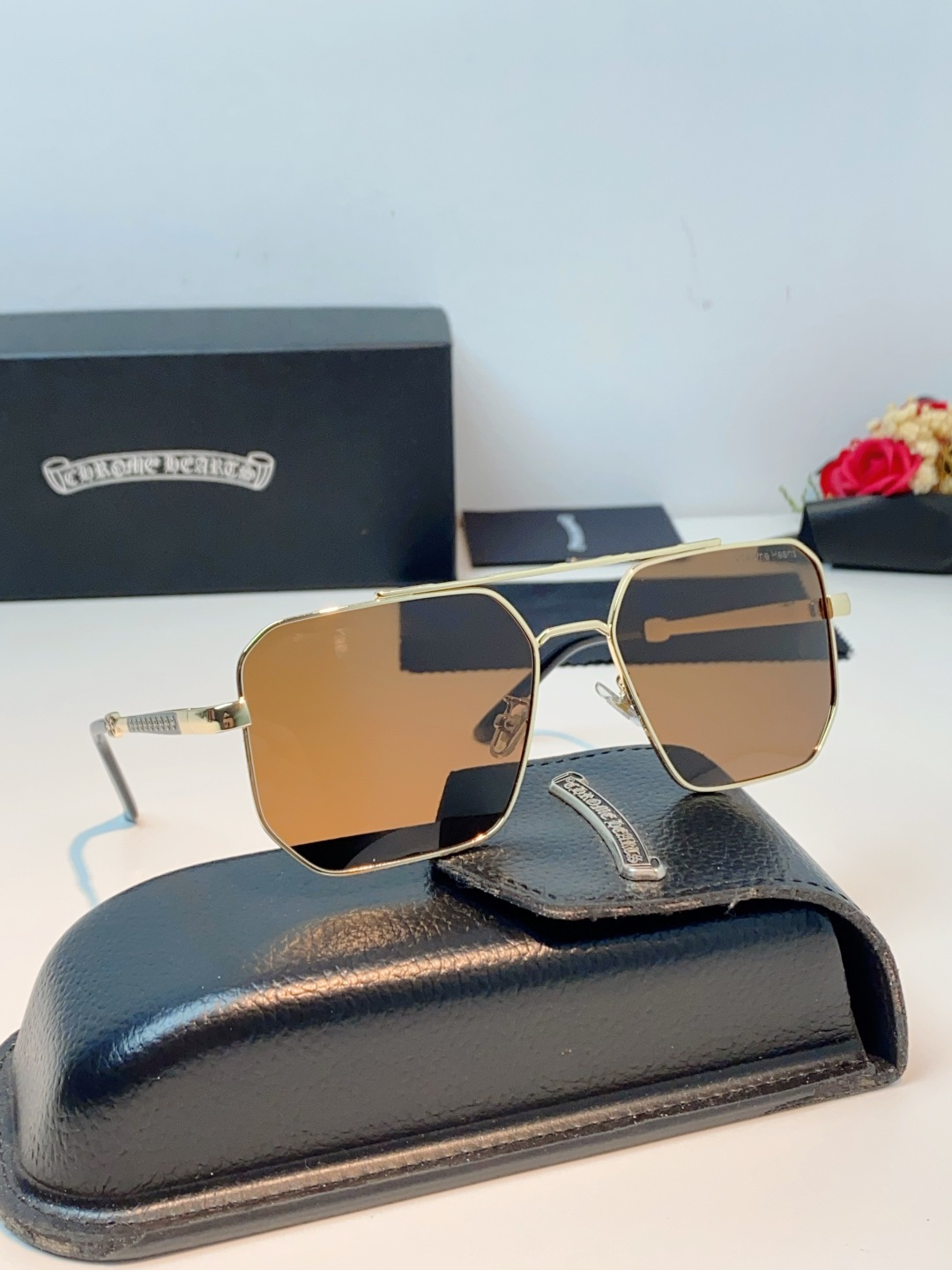 Chrome Hearts 克罗心 2025新款57S金属方形男士偏光商务款墨镜女高级感太阳眼镜防晒潮男