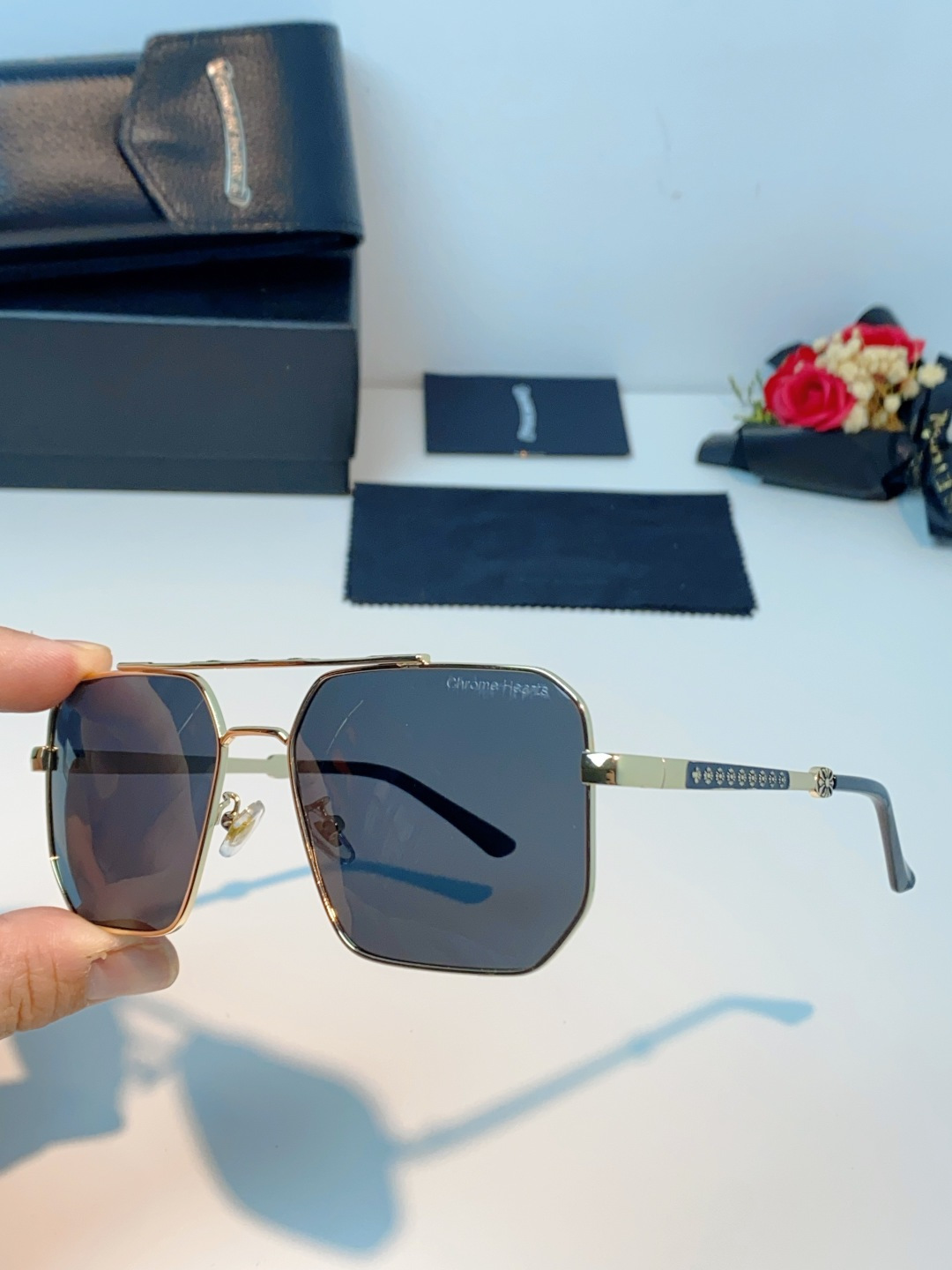 Chrome Hearts 克罗心 2025新款57S金属方形男士偏光商务款墨镜女高级感太阳眼镜防晒潮男