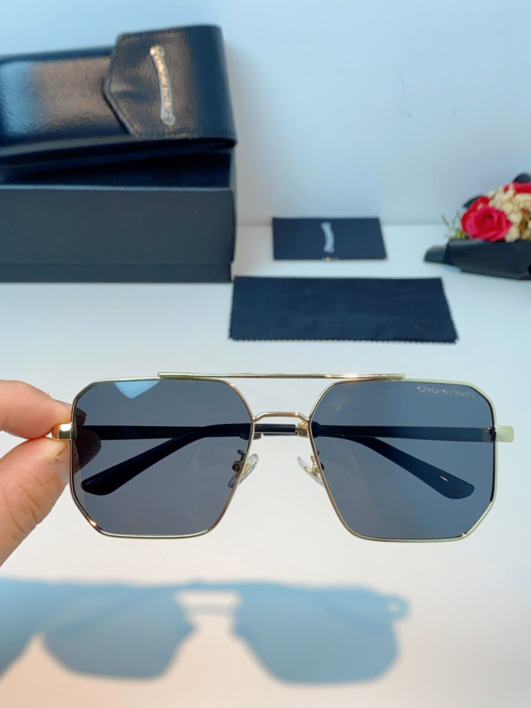 Chrome Hearts 克罗心 2025新款57S金属方形男士偏光商务款墨镜女高级感太阳眼镜防晒潮男