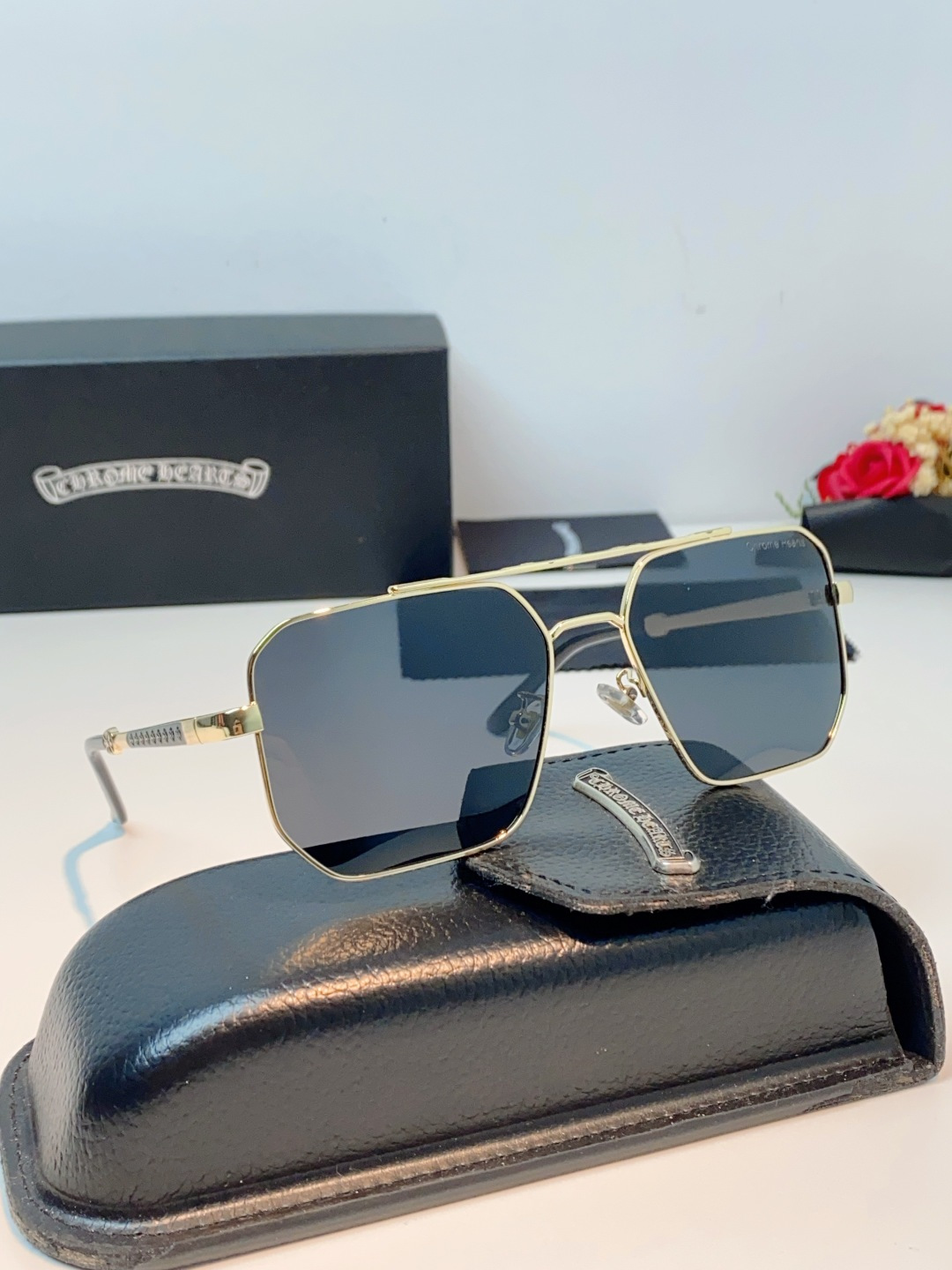 Chrome Hearts 克罗心 2025新款57S金属方形男士偏光商务款墨镜女高级感太阳眼镜防晒潮男