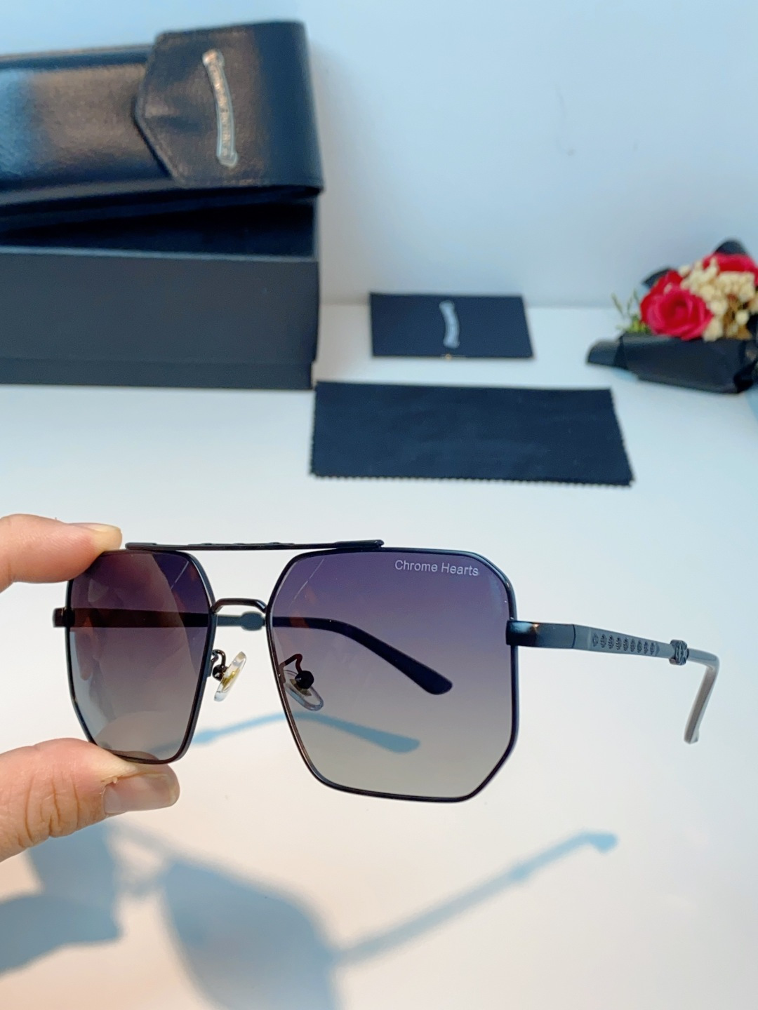 Chrome Hearts 克罗心 2025新款57S金属方形男士偏光商务款墨镜女高级感太阳眼镜防晒潮男