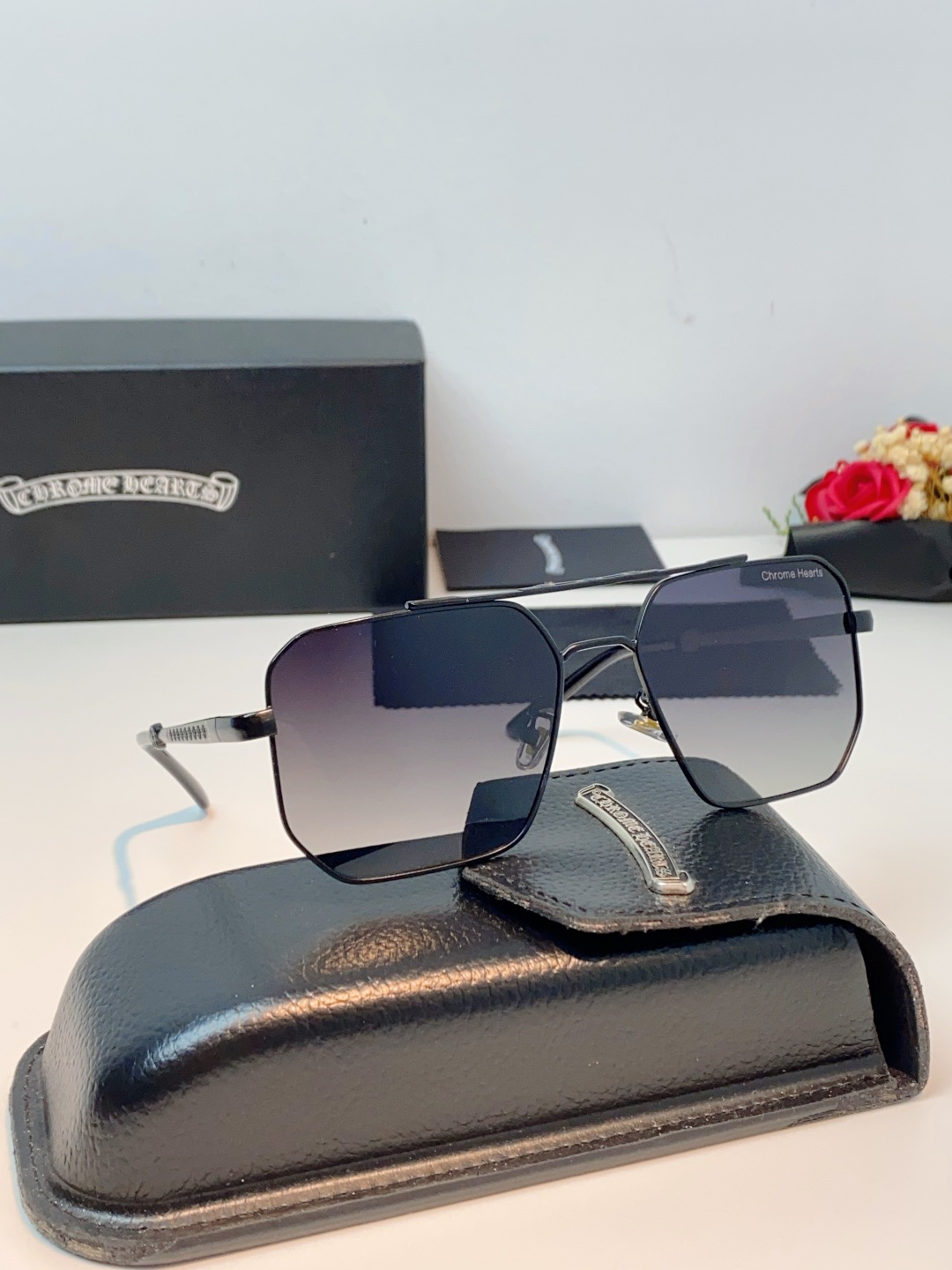 Chrome Hearts 克罗心 2025新款57S金属方形男士偏光商务款墨镜女高级感太阳眼镜防晒潮男