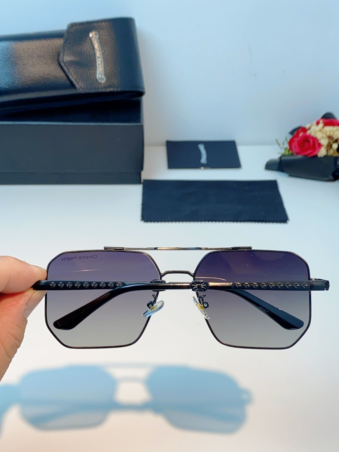 Chrome Hearts 克罗心 2025新款57S金属方形男士偏光商务款墨镜女高级感太阳眼镜防晒潮男