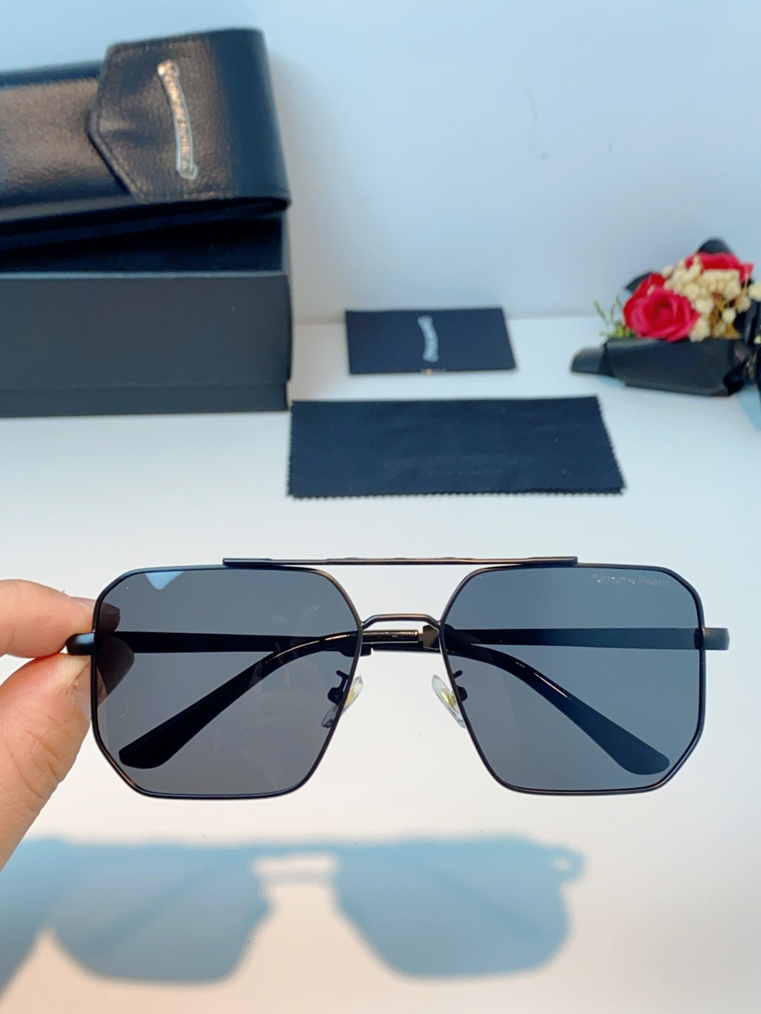 Chrome Hearts 克罗心 2025新款57S金属方形男士偏光商务款墨镜女高级感太阳眼镜防晒潮男