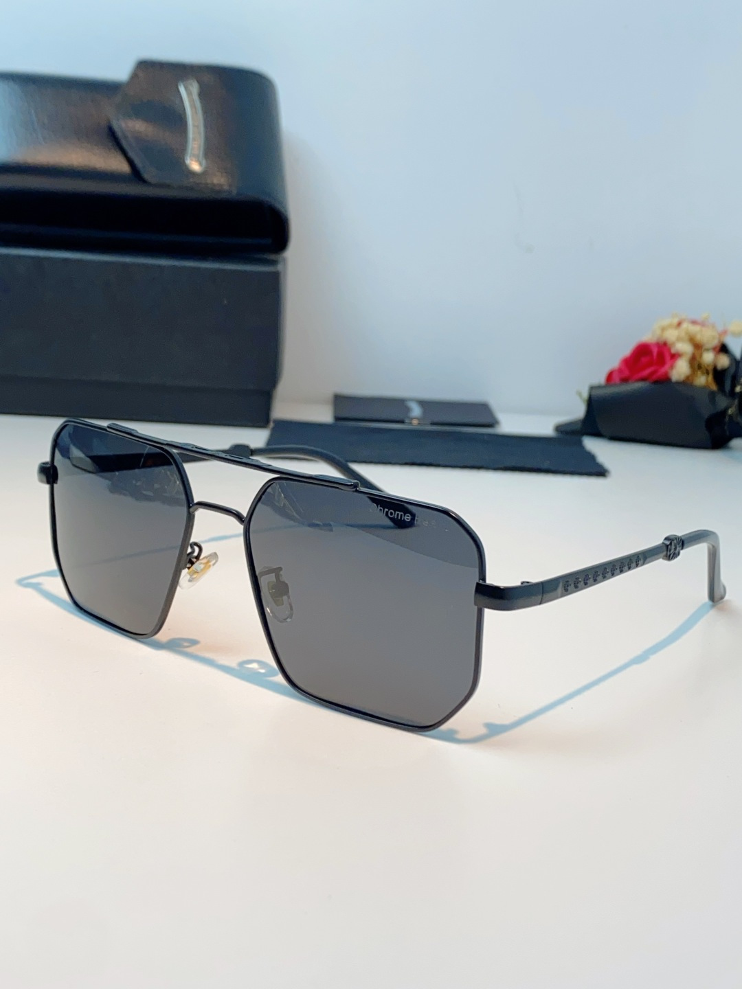 Chrome Hearts 克罗心 2025新款57S金属方形男士偏光商务款墨镜女高级感太阳眼镜防晒潮男