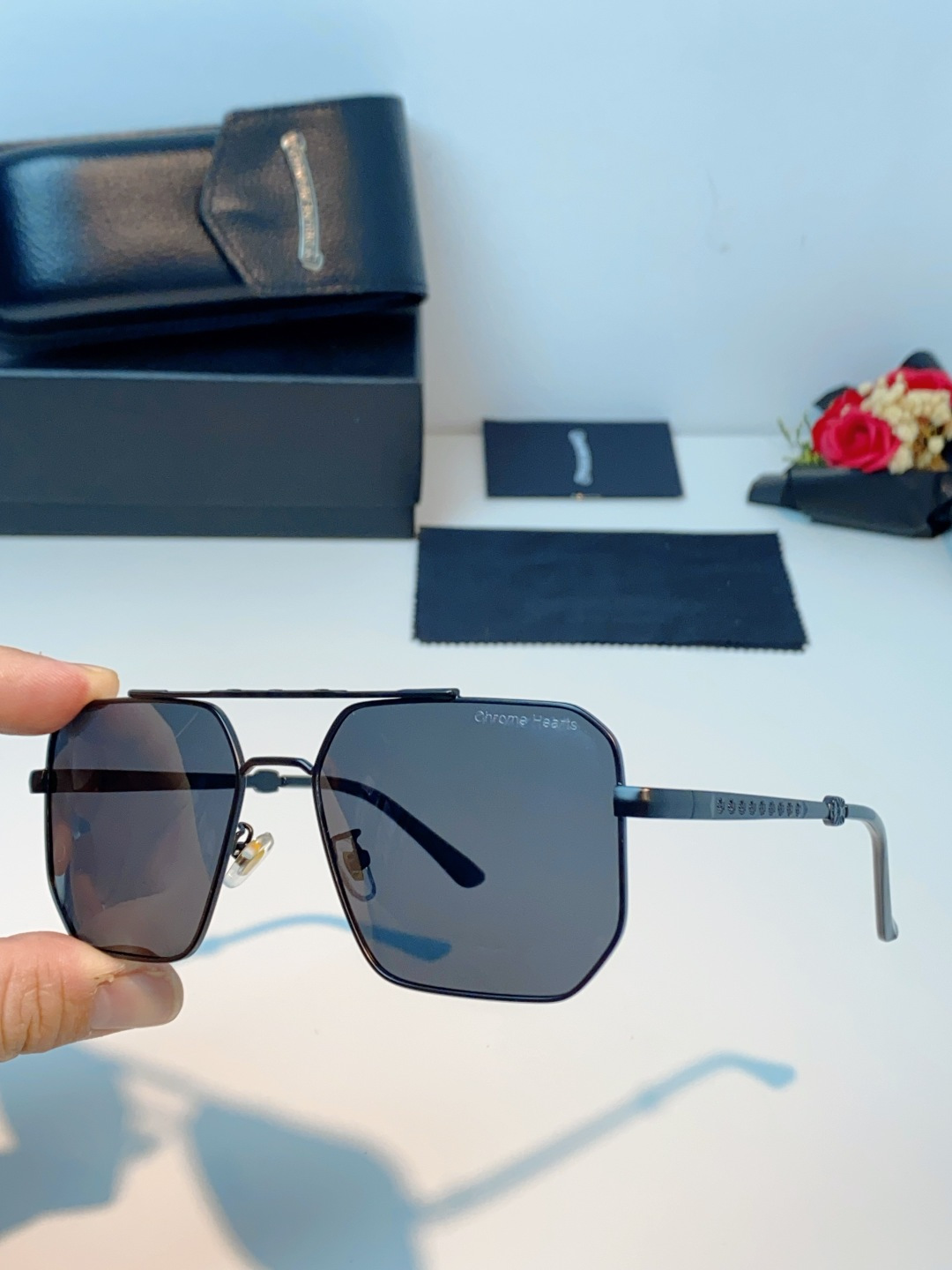 Chrome Hearts 克罗心 2025新款57S金属方形男士偏光商务款墨镜女高级感太阳眼镜防晒潮男