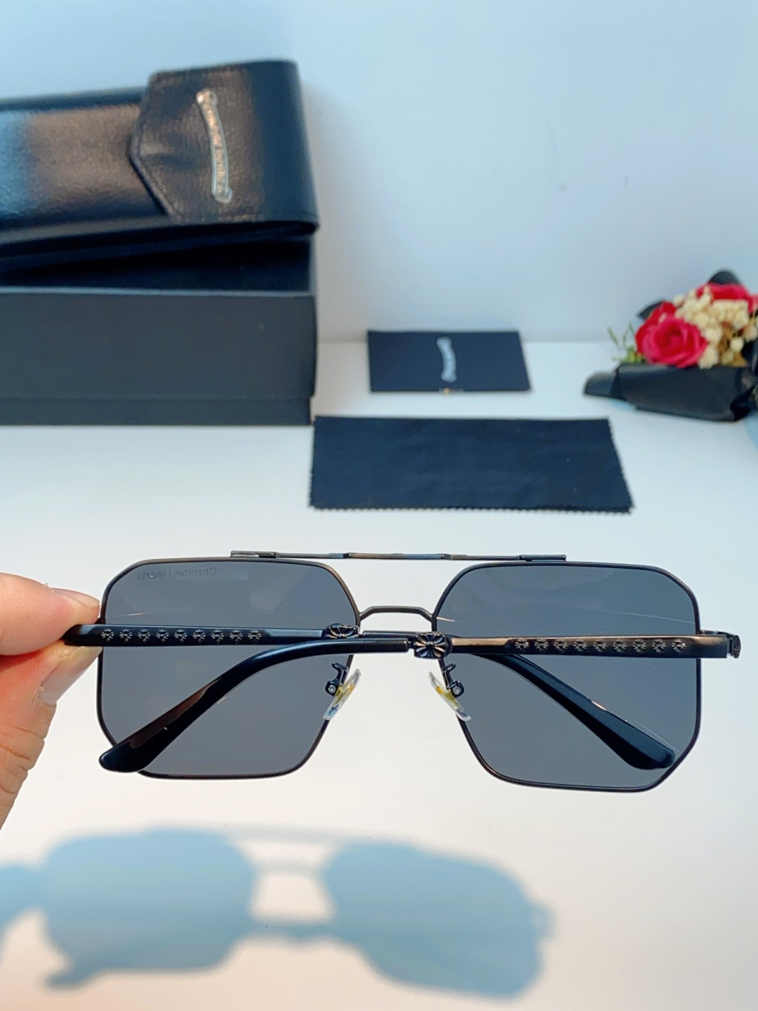 Chrome Hearts 克罗心 2025新款57S金属方形男士偏光商务款墨镜女高级感太阳眼镜防晒潮男