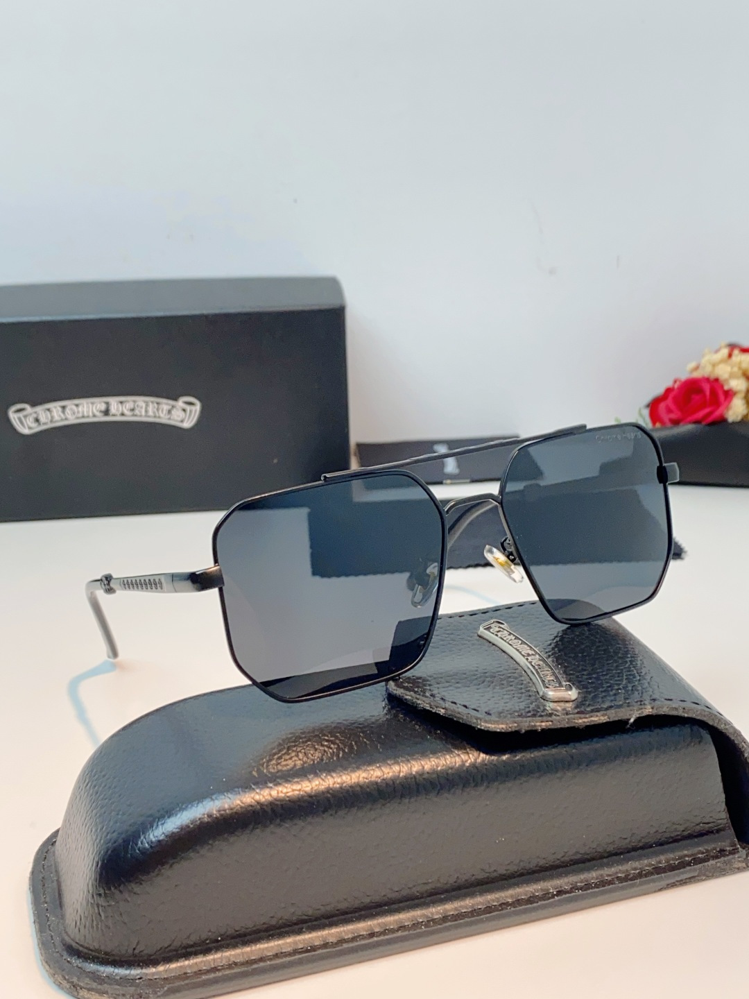 Chrome Hearts 克罗心 2025新款57S金属方形男士偏光商务款墨镜女高级感太阳眼镜防晒潮男