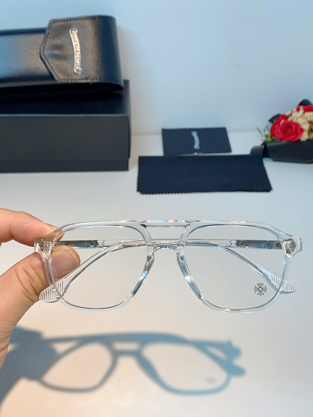 CHROME HEARTS克罗心 双梁方形新款个性欧美墨镜男复古高级感防紫外线凹造型 男女通用