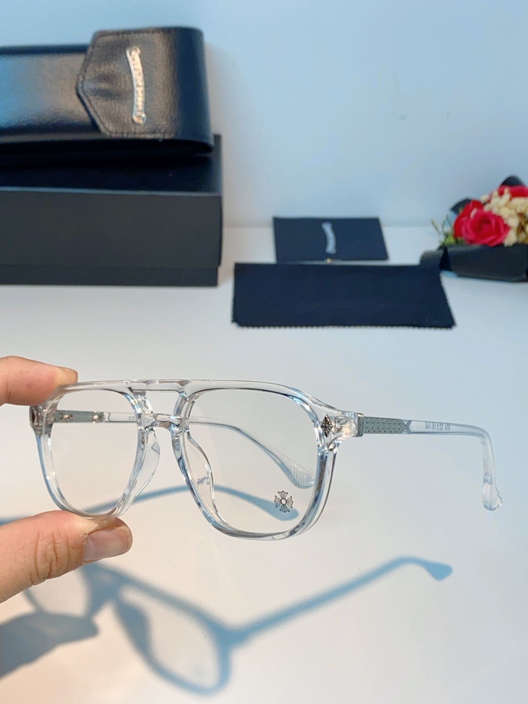 CHROME HEARTS克罗心 双梁方形新款个性欧美墨镜男复古高级感防紫外线凹造型 男女通用