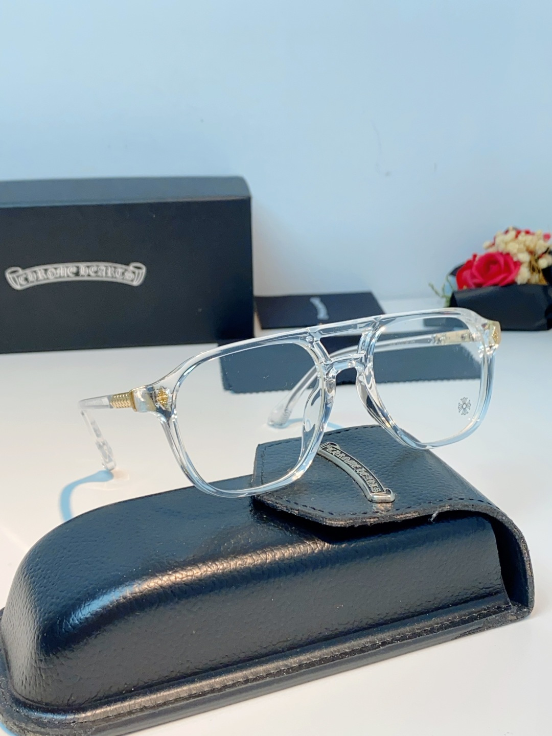 CHROME HEARTS克罗心 双梁方形新款个性欧美墨镜男复古高级感防紫外线凹造型 男女通用