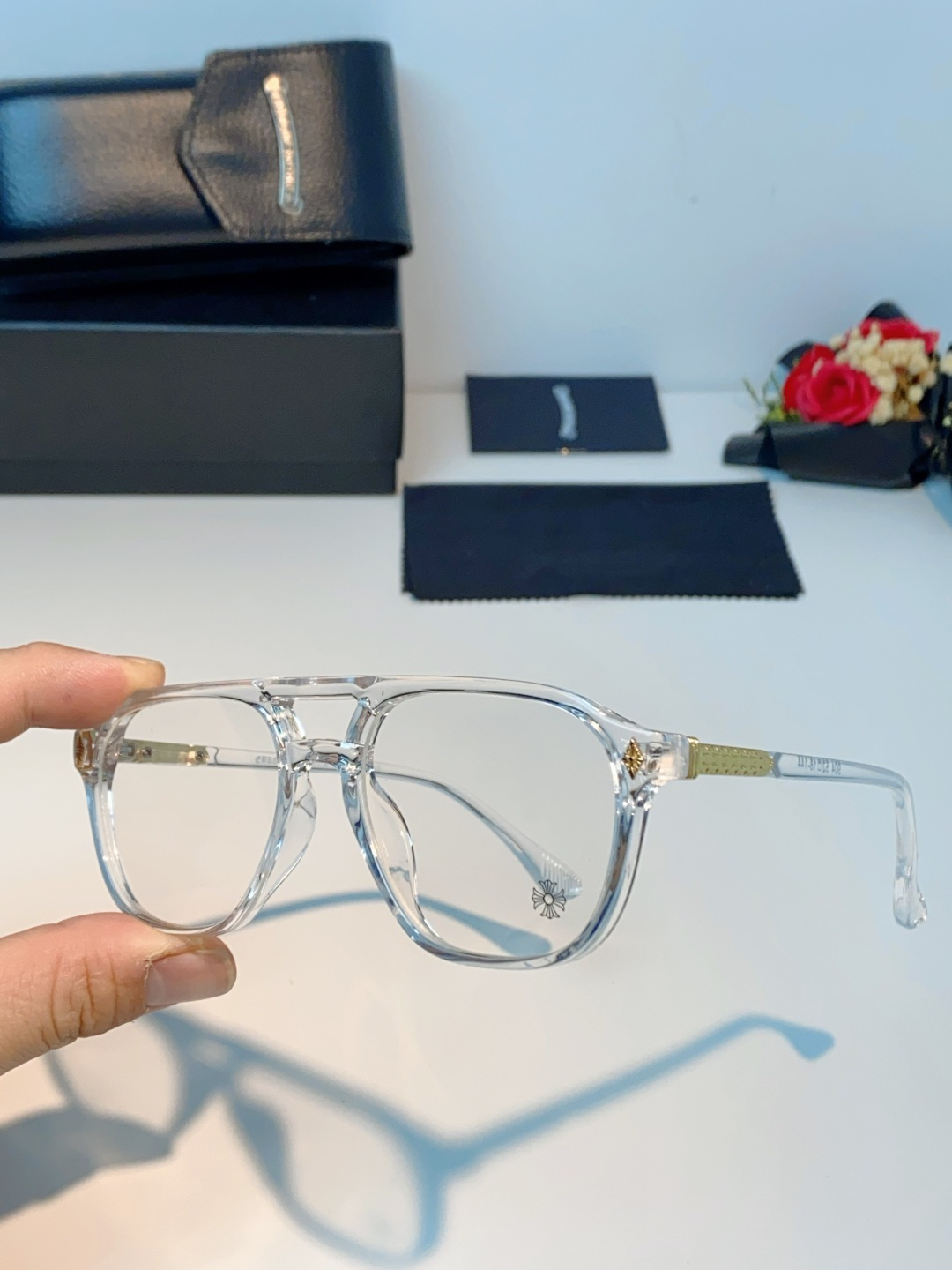 CHROME HEARTS克罗心 双梁方形新款个性欧美墨镜男复古高级感防紫外线凹造型 男女通用