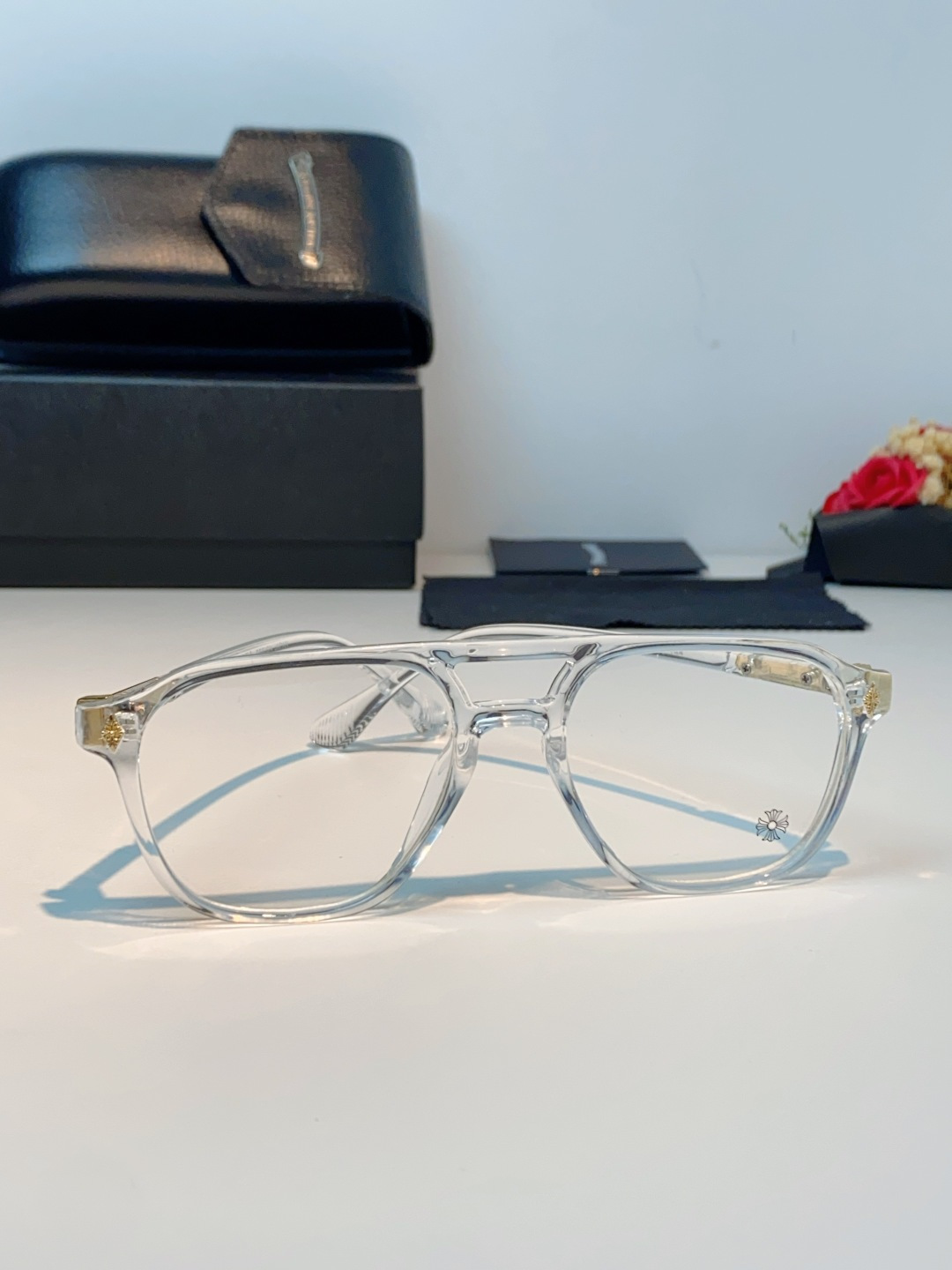 CHROME HEARTS克罗心 双梁方形新款个性欧美墨镜男复古高级感防紫外线凹造型 男女通用