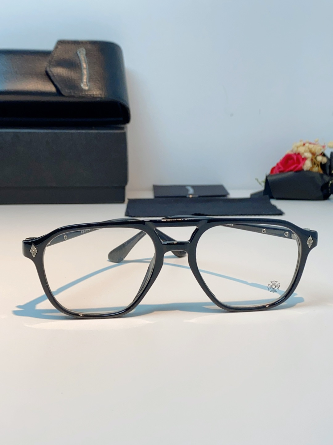 CHROME HEARTS克罗心 双梁方形新款个性欧美墨镜男复古高级感防紫外线凹造型 男女通用