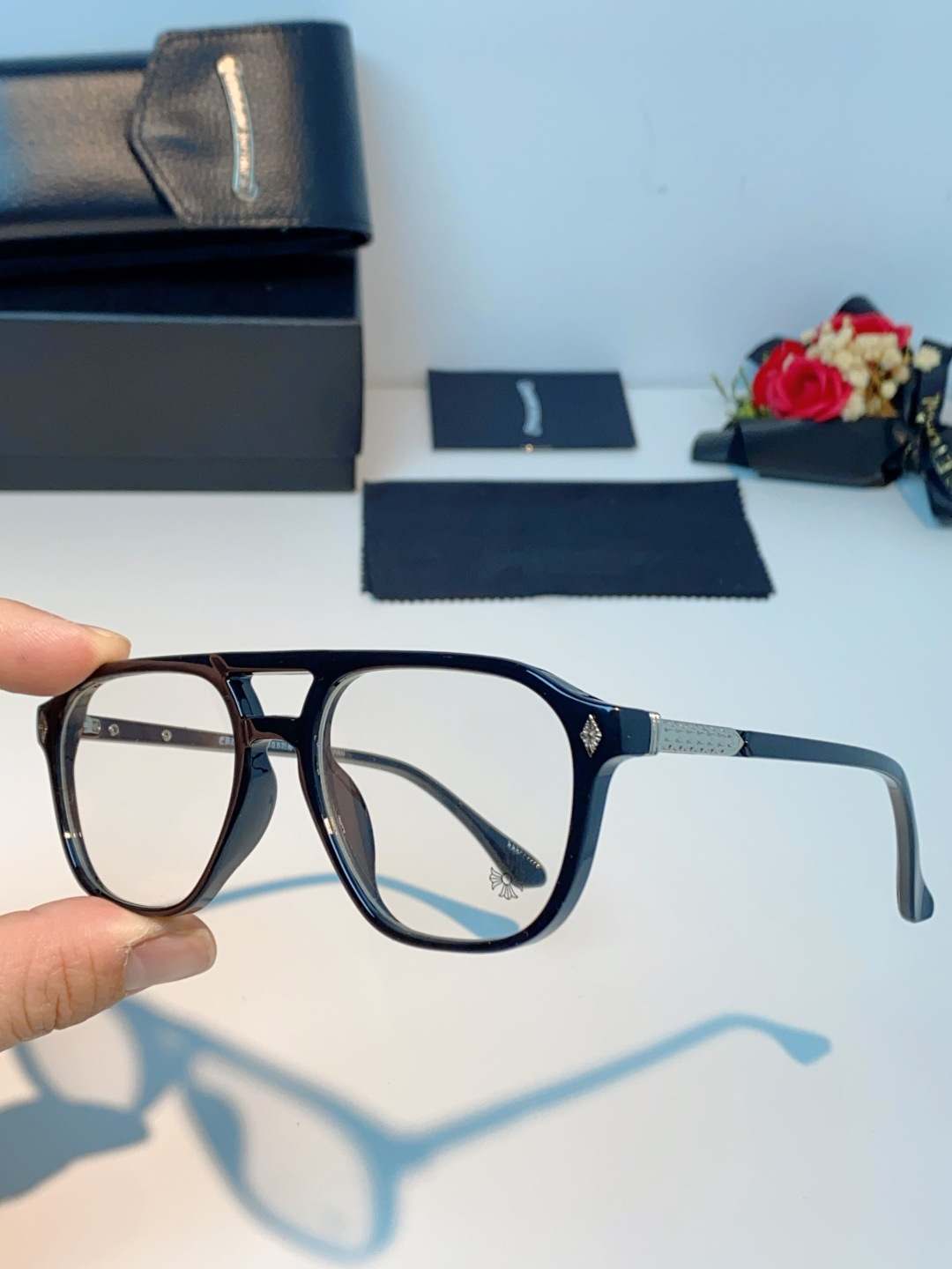 CHROME HEARTS克罗心 双梁方形新款个性欧美墨镜男复古高级感防紫外线凹造型 男女通用