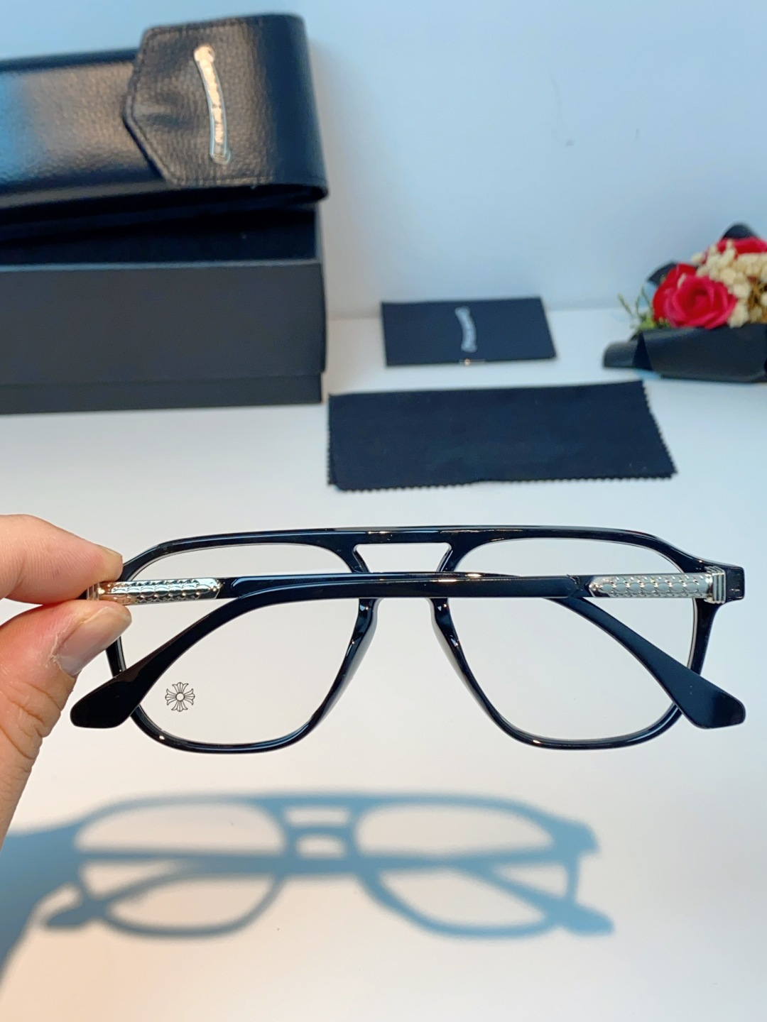 CHROME HEARTS克罗心 双梁方形新款个性欧美墨镜男复古高级感防紫外线凹造型 男女通用