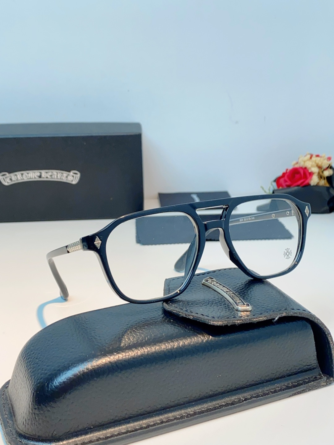 CHROME HEARTS克罗心 双梁方形新款个性欧美墨镜男复古高级感防紫外线凹造型 男女通用