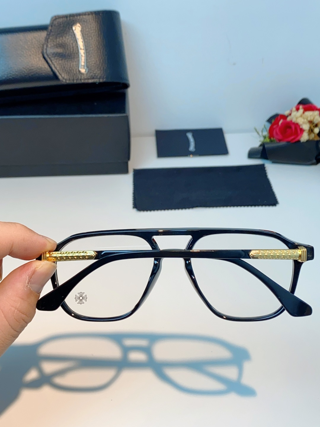 CHROME HEARTS克罗心 双梁方形新款个性欧美墨镜男复古高级感防紫外线凹造型 男女通用