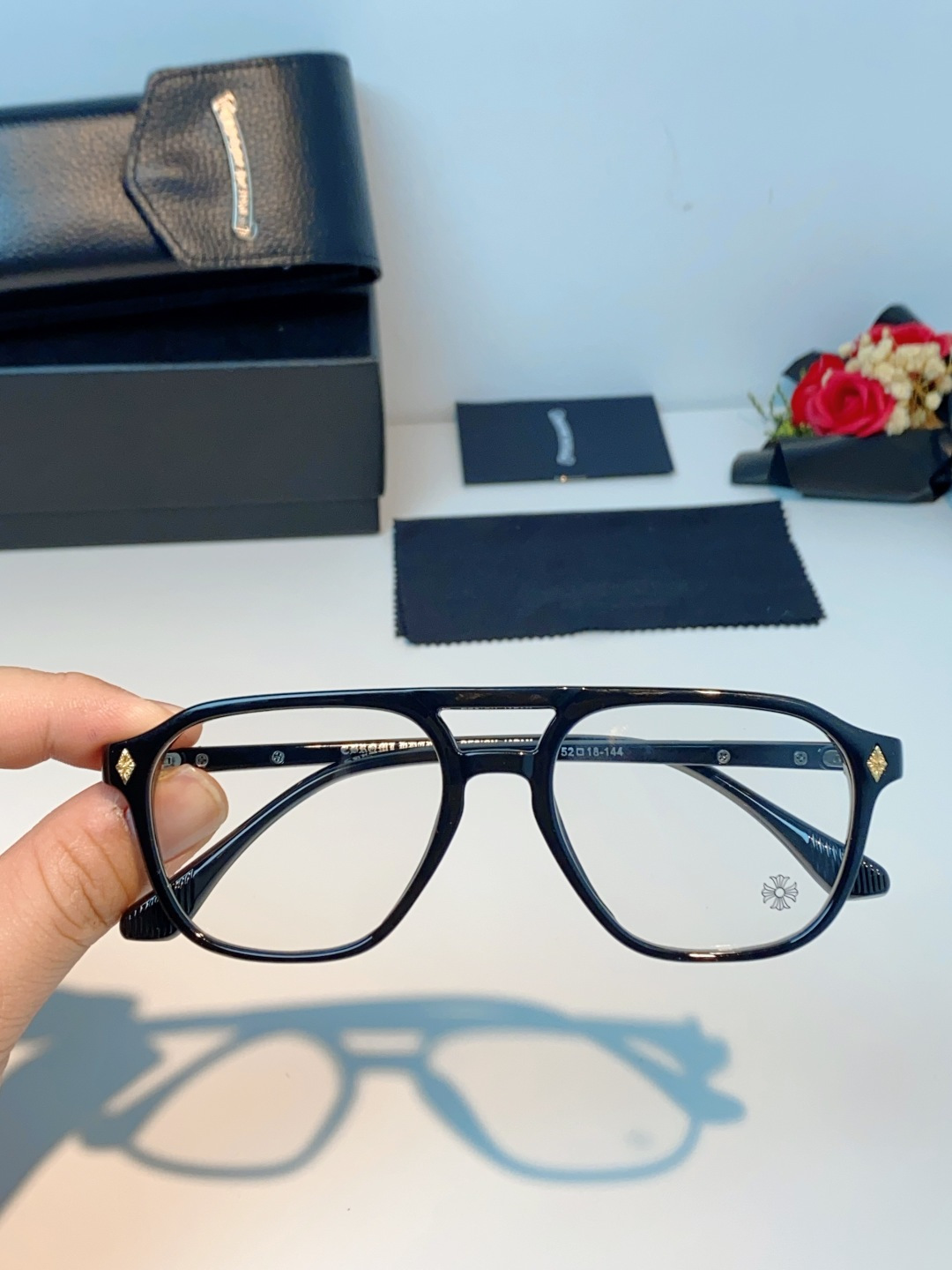 CHROME HEARTS克罗心 双梁方形新款个性欧美墨镜男复古高级感防紫外线凹造型 男女通用