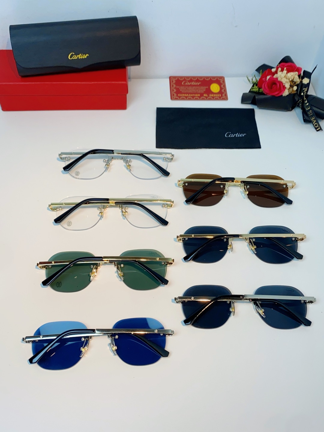 Cartier卡地亚 2026新款赛博朋克无框切边小方框太阳眼镜韩版女潮同款小脸显瘦墨镜