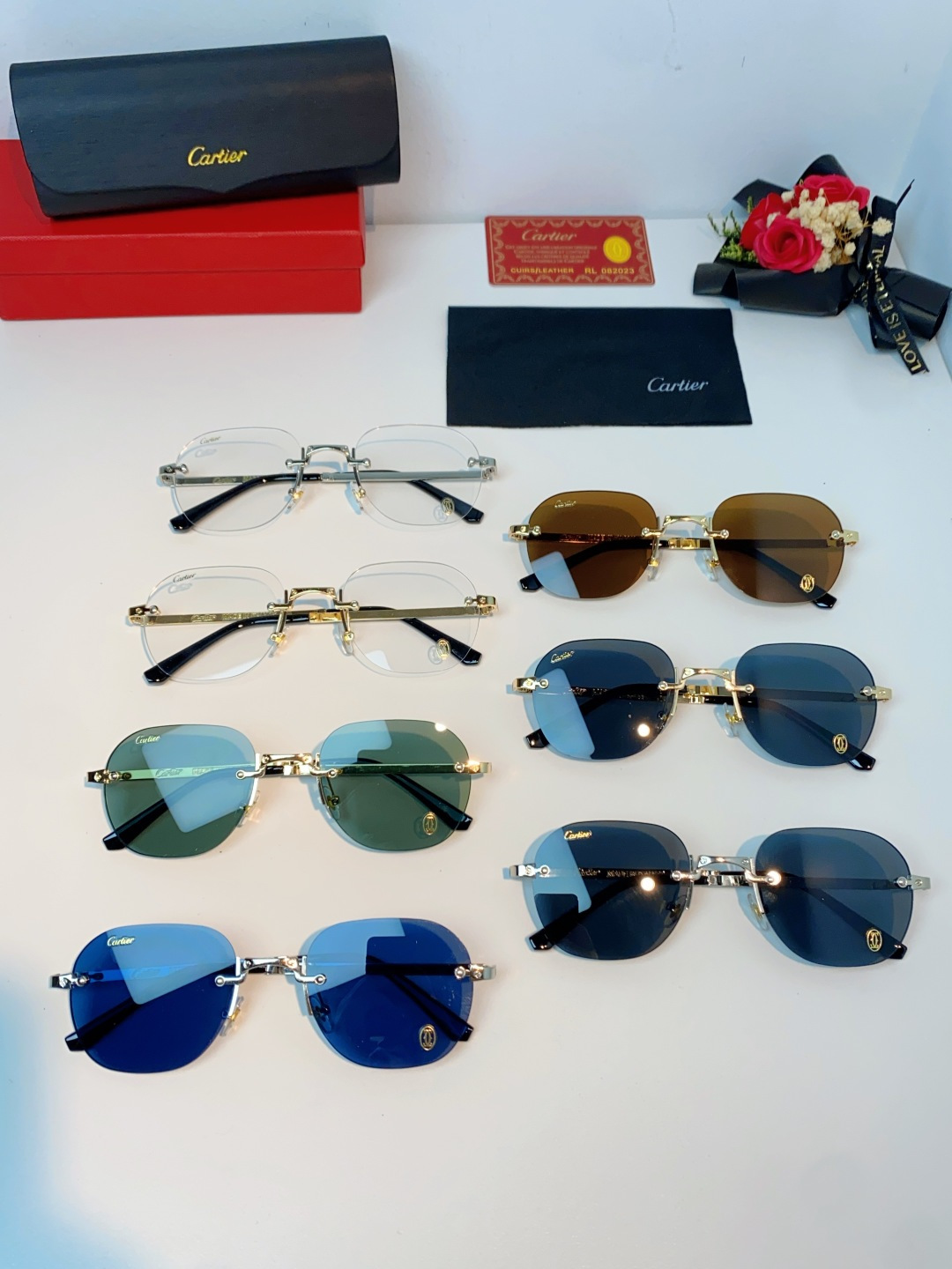 Cartier卡地亚 2026新款赛博朋克无框切边小方框太阳眼镜韩版女潮同款小脸显瘦墨镜