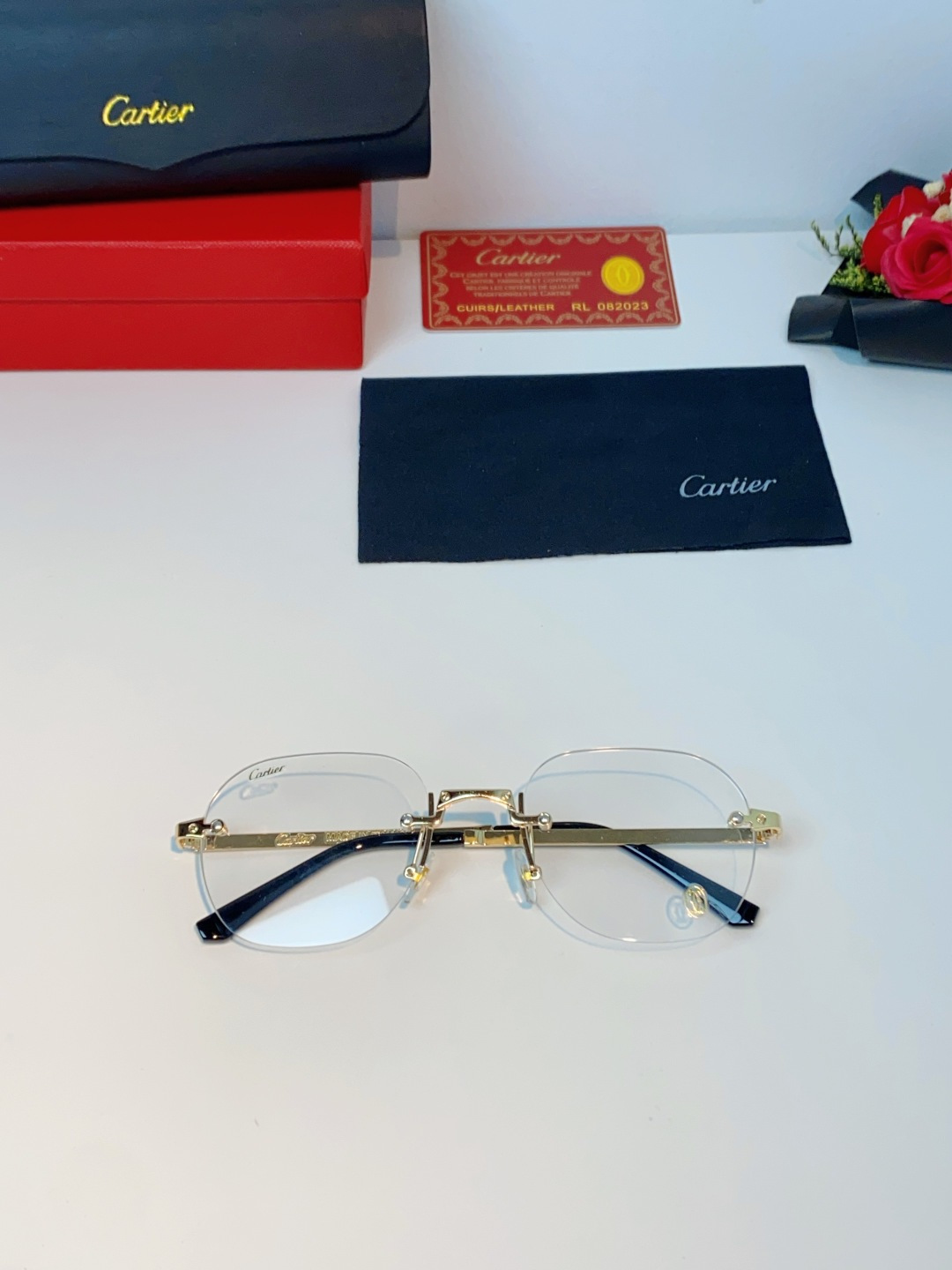 Cartier卡地亚 2026新款赛博朋克无框切边小方框太阳眼镜韩版女潮同款小脸显瘦墨镜