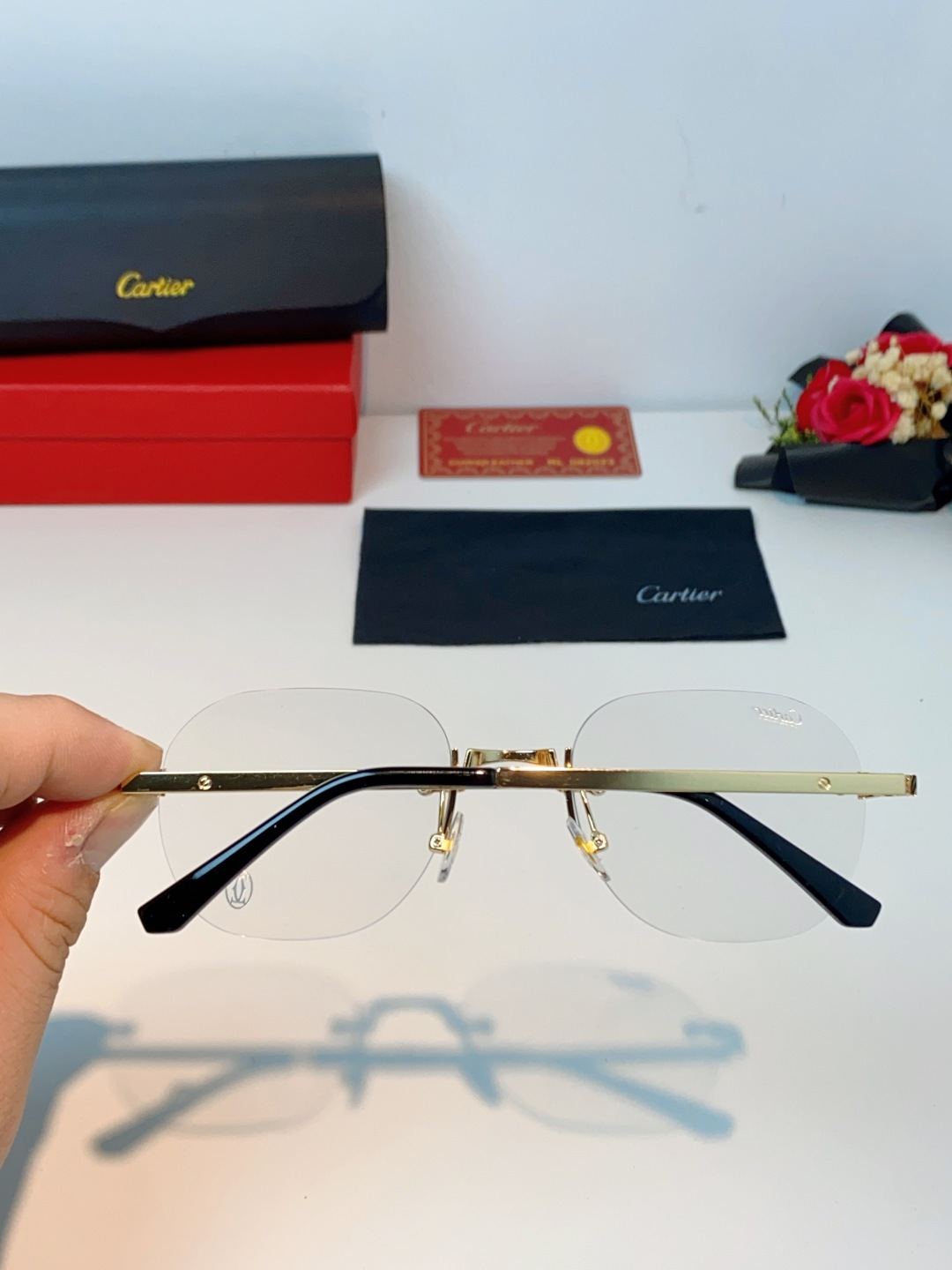 Cartier卡地亚 2026新款赛博朋克无框切边小方框太阳眼镜韩版女潮同款小脸显瘦墨镜