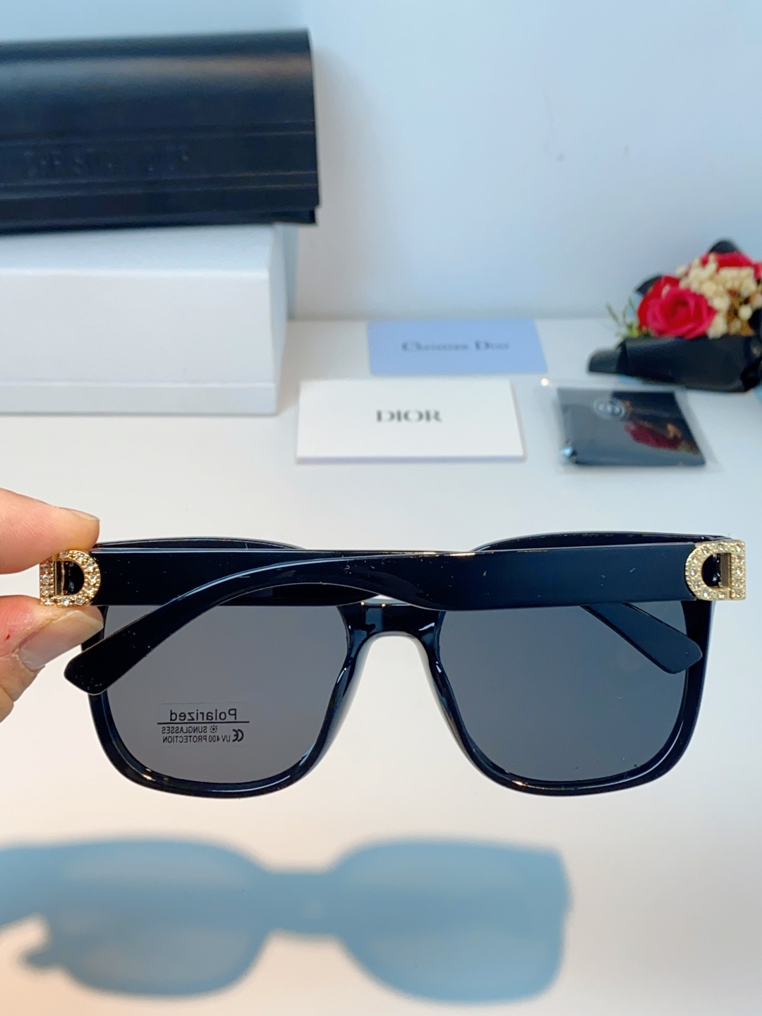 Dior迪奥 2026新款镶钻猫眼墨镜女款高级感大框显瘦复古开车偏光太阳眼镜潮女