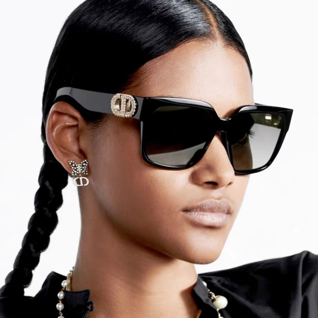 Dior迪奥 2026新款镶钻猫眼墨镜女款高级感大框显瘦复古开车偏光太阳眼镜潮女