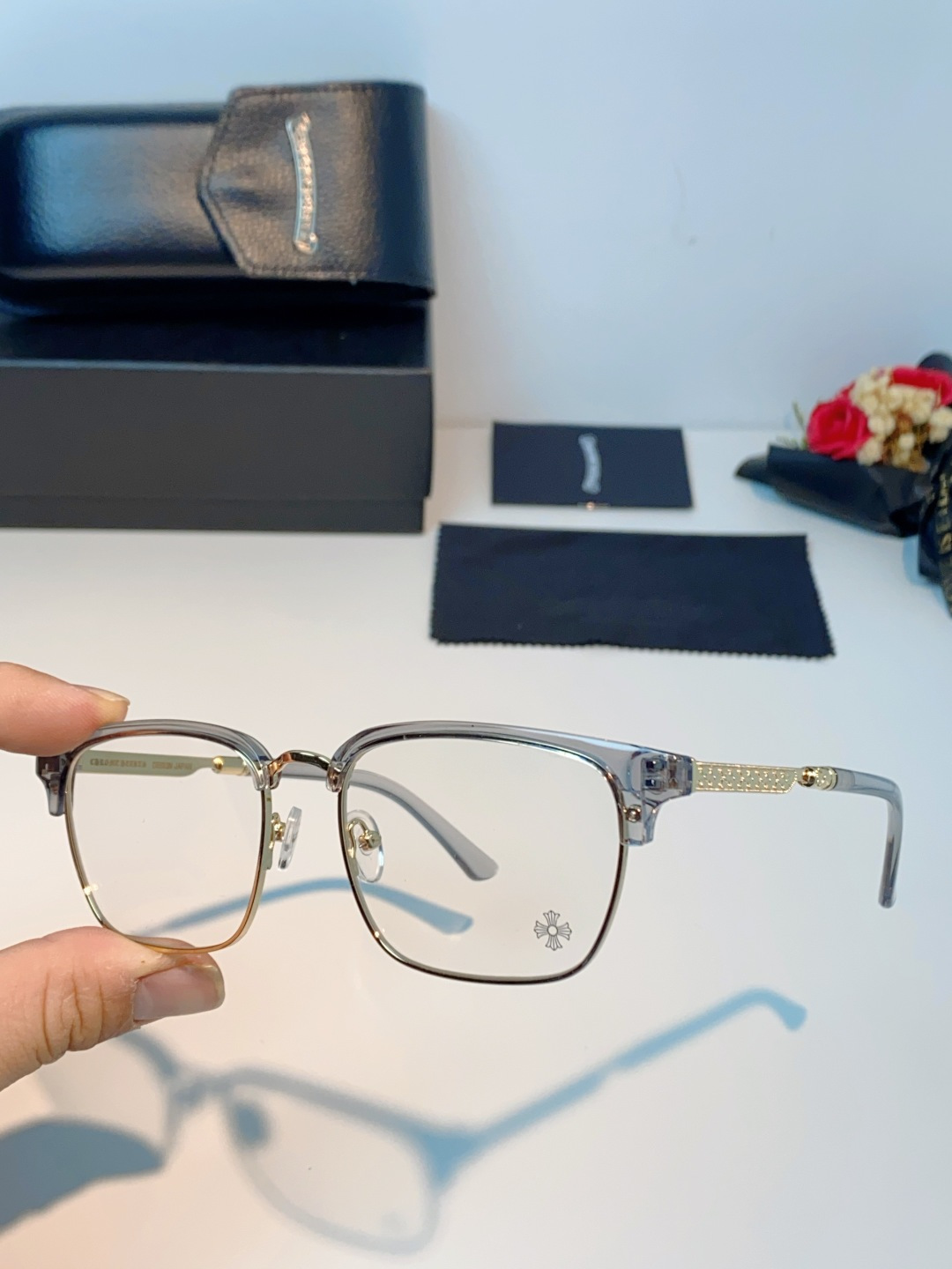 Chrome Hearts克罗心 2026新款眉线半框商务理工超轻简约近视眼镜男女