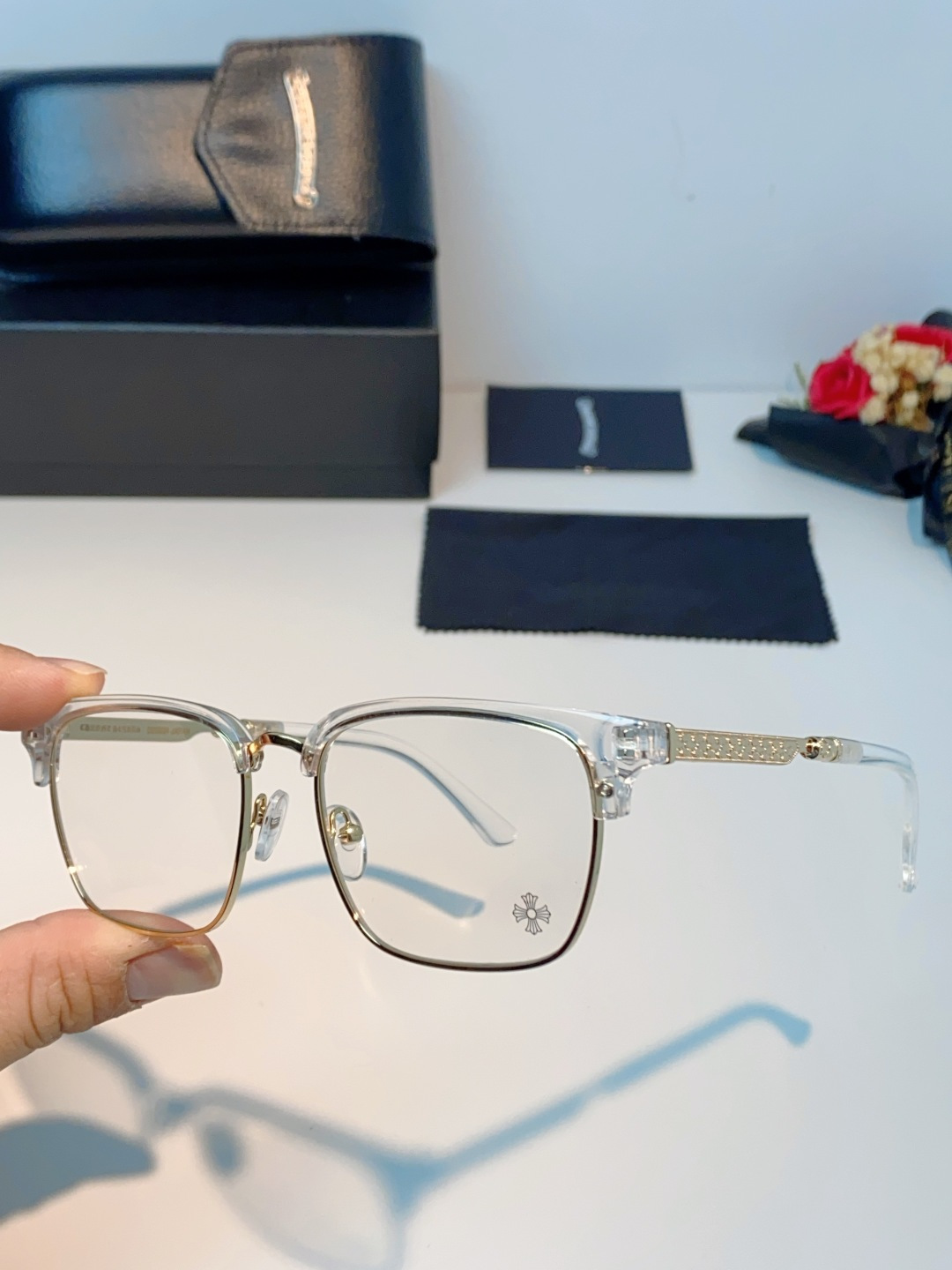 Chrome Hearts克罗心 2026新款眉线半框商务理工超轻简约近视眼镜男女