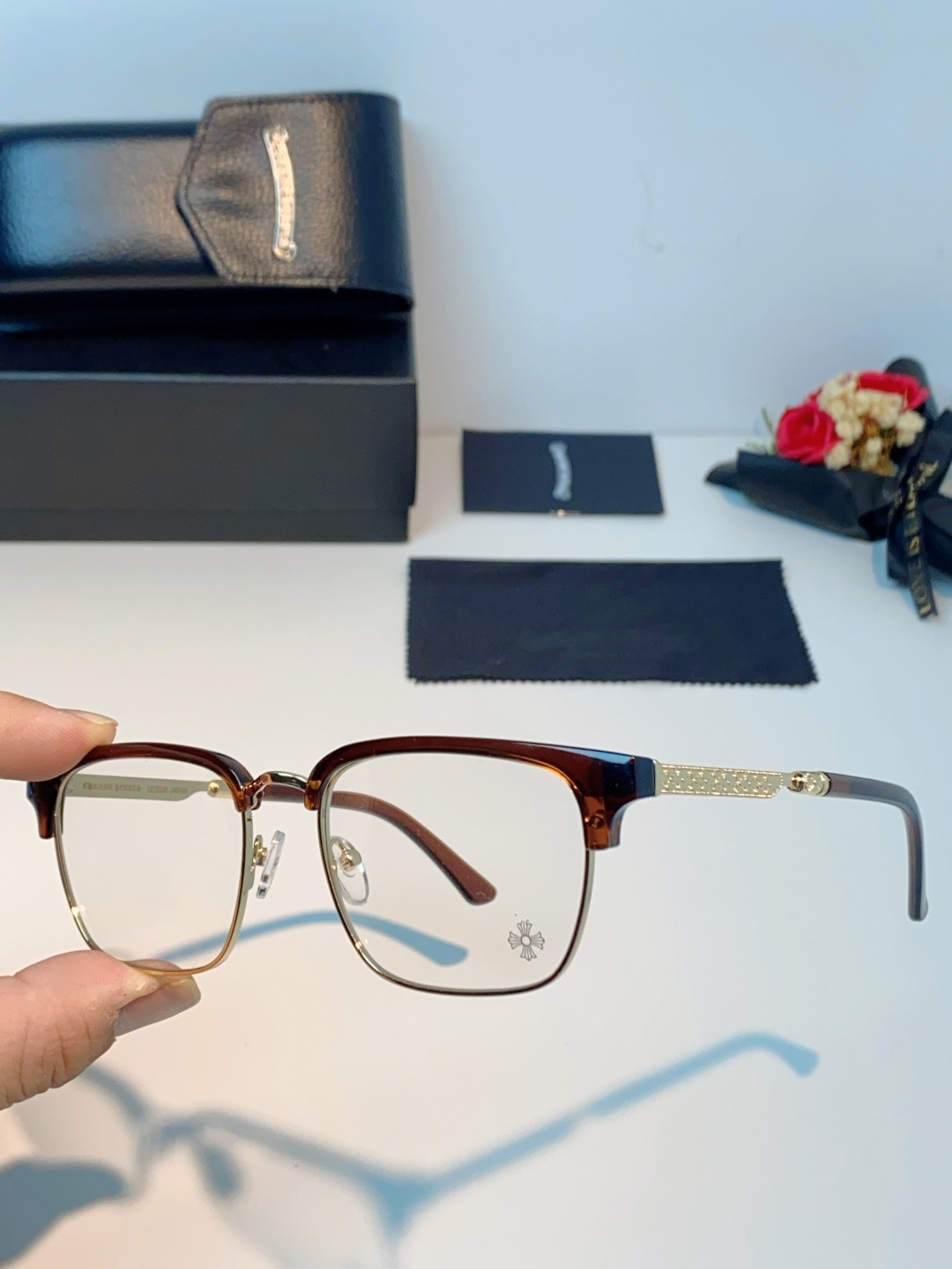 Chrome Hearts克罗心 2026新款眉线半框商务理工超轻简约近视眼镜男女