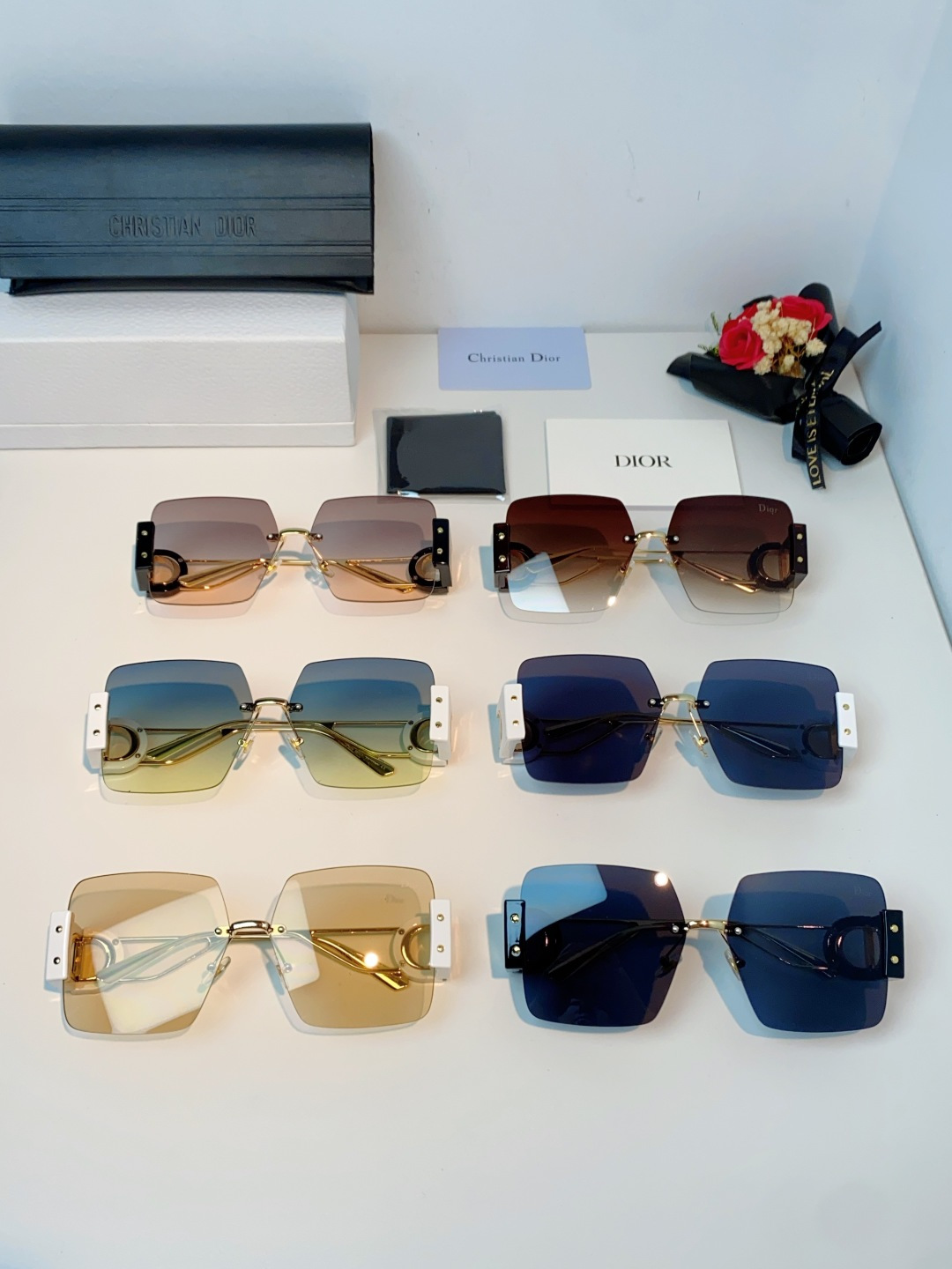 Dior迪奥 2026新款太阳镜女新款防晒港风大脸墨镜夏显脸小圆脸防紫外线无边框眼镜潮