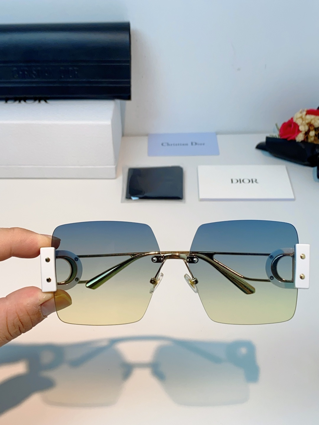 Dior迪奥 2026新款太阳镜女新款防晒港风大脸墨镜夏显脸小圆脸防紫外线无边框眼镜潮