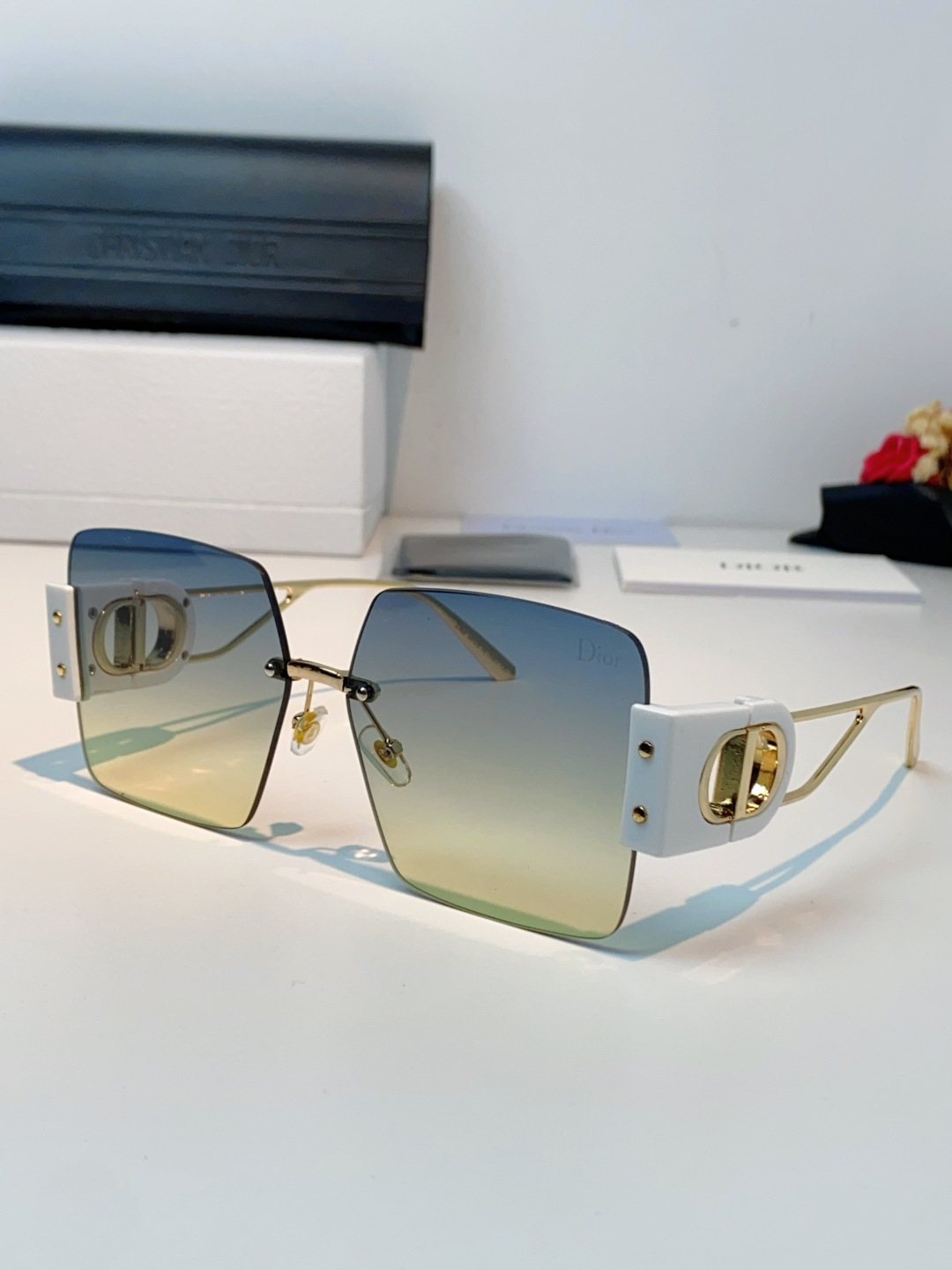 Dior迪奥 2026新款太阳镜女新款防晒港风大脸墨镜夏显脸小圆脸防紫外线无边框眼镜潮