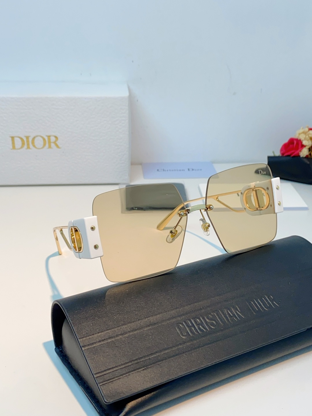 Dior迪奥 2026新款太阳镜女新款防晒港风大脸墨镜夏显脸小圆脸防紫外线无边框眼镜潮