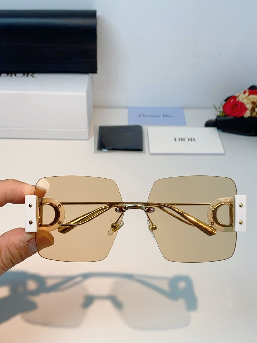 Dior迪奥 2026新款太阳镜女新款防晒港风大脸墨镜夏显脸小圆脸防紫外线无边框眼镜潮