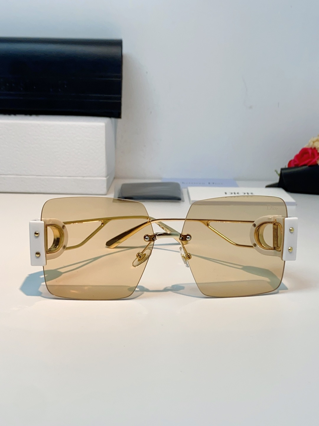 Dior迪奥 2026新款太阳镜女新款防晒港风大脸墨镜夏显脸小圆脸防紫外线无边框眼镜潮