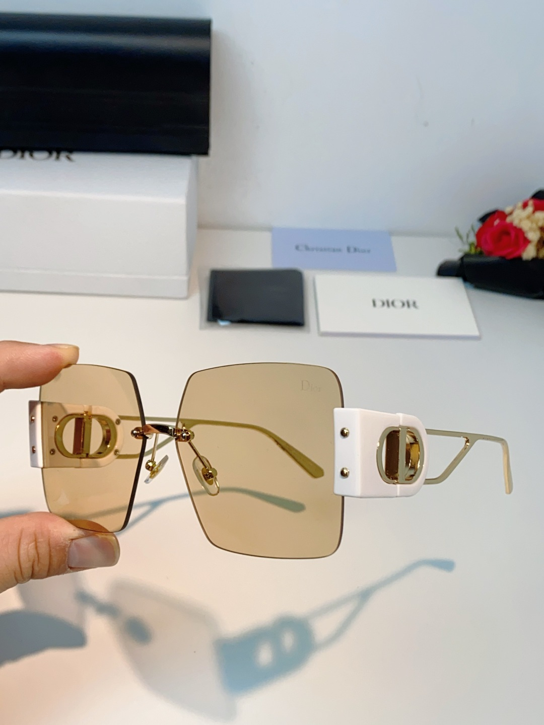 Dior迪奥 2026新款太阳镜女新款防晒港风大脸墨镜夏显脸小圆脸防紫外线无边框眼镜潮