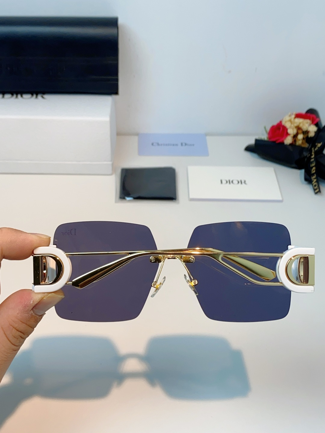 Dior迪奥 2026新款太阳镜女新款防晒港风大脸墨镜夏显脸小圆脸防紫外线无边框眼镜潮