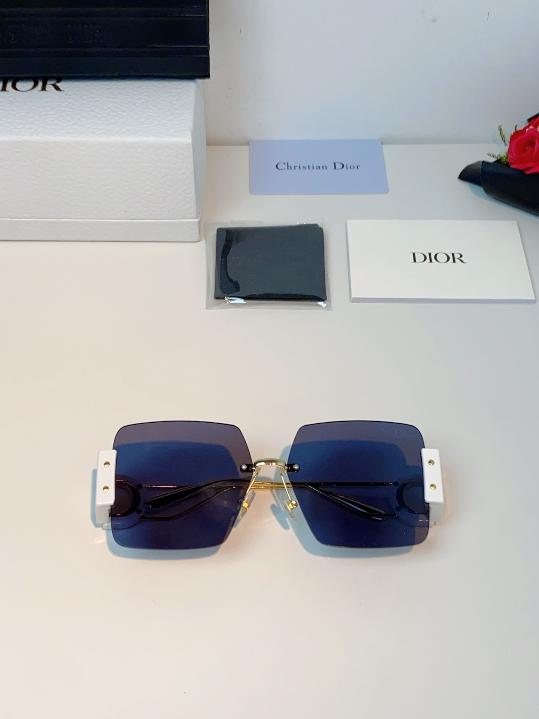 Dior迪奥 2026新款太阳镜女新款防晒港风大脸墨镜夏显脸小圆脸防紫外线无边框眼镜潮