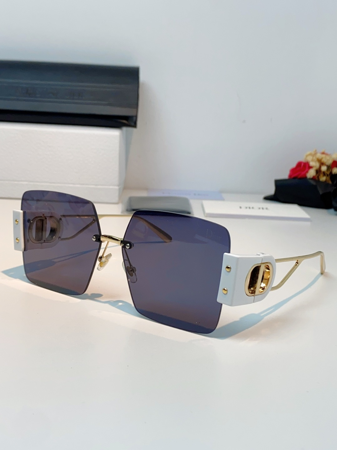 Dior迪奥 2026新款太阳镜女新款防晒港风大脸墨镜夏显脸小圆脸防紫外线无边框眼镜潮