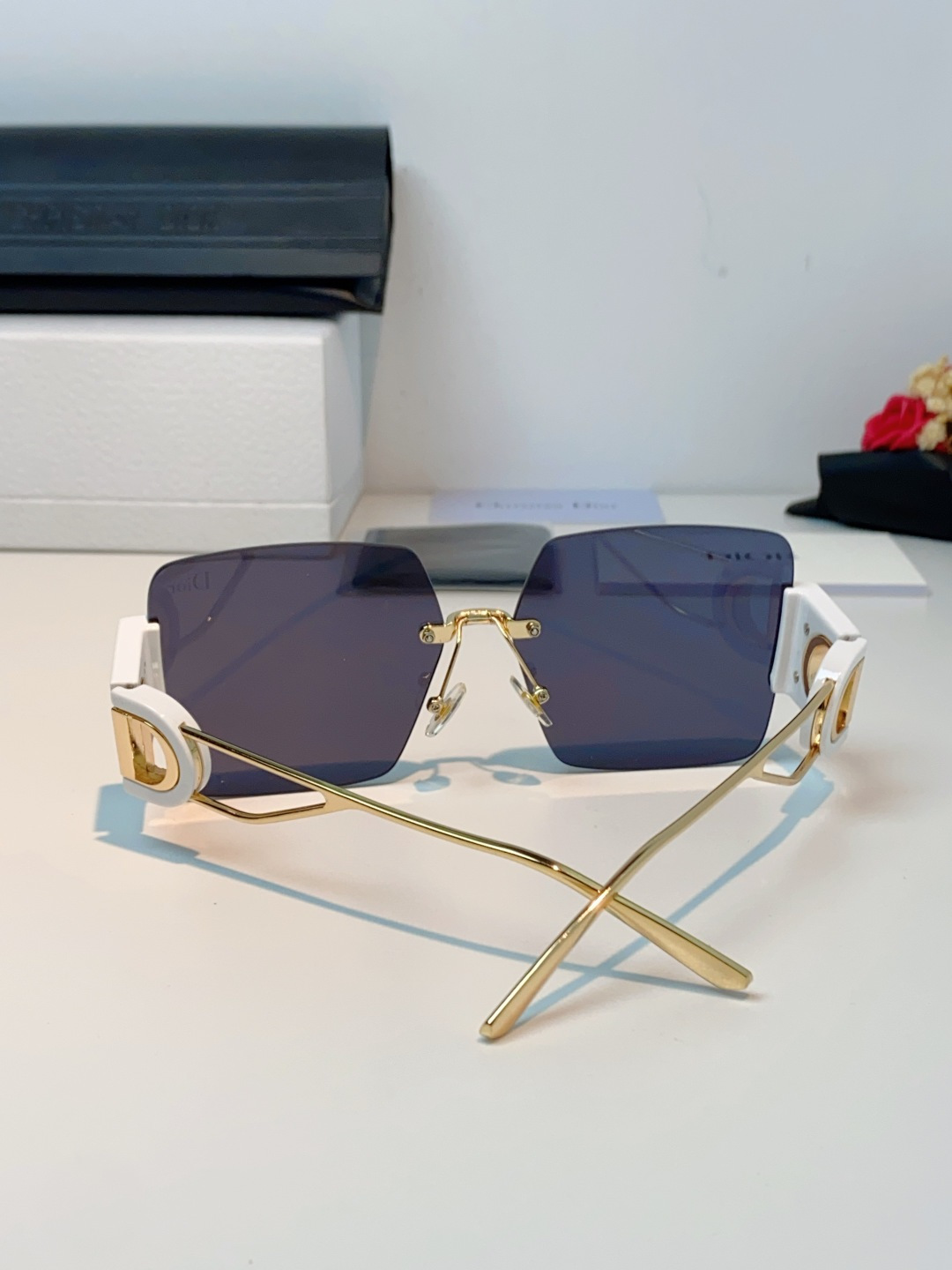 Dior迪奥 2026新款太阳镜女新款防晒港风大脸墨镜夏显脸小圆脸防紫外线无边框眼镜潮