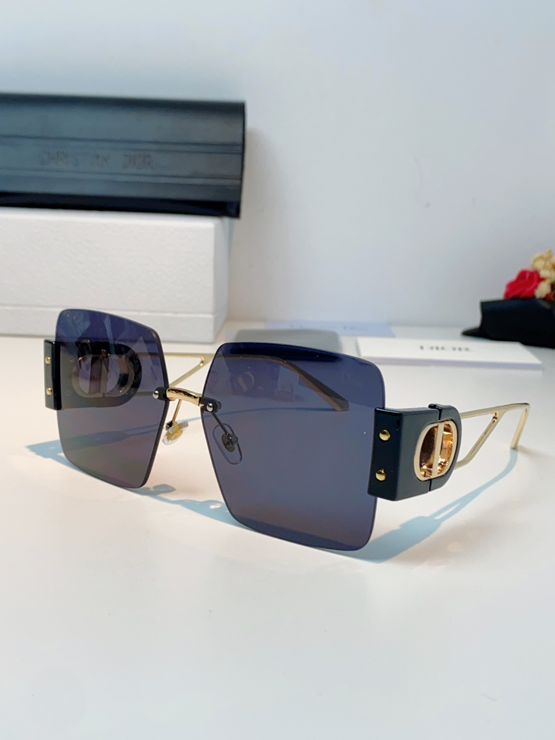 Dior迪奥 2026新款太阳镜女新款防晒港风大脸墨镜夏显脸小圆脸防紫外线无边框眼镜潮