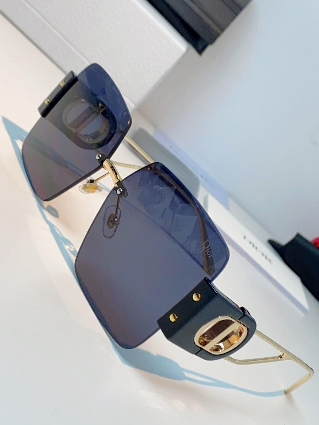 Dior迪奥 2026新款太阳镜女新款防晒港风大脸墨镜夏显脸小圆脸防紫外线无边框眼镜潮